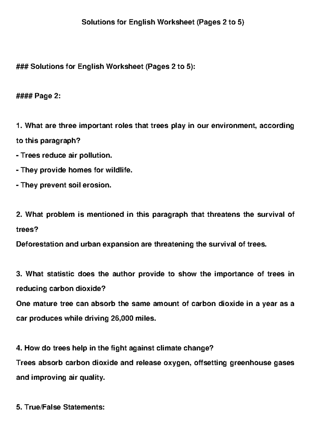 English Worksheet Solutions: Pages 2-5 Overview and Answers - Studocu