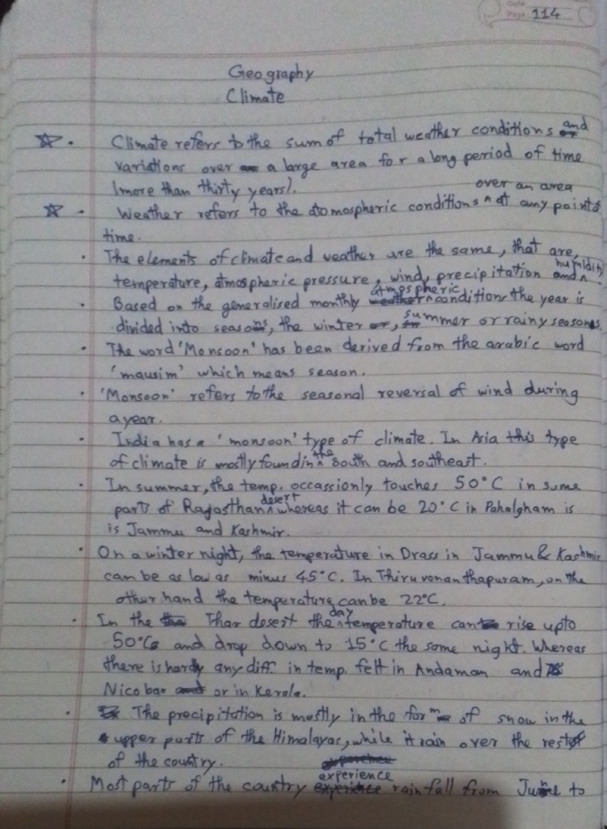 Class 9th-CBSE Notes-SST- Geography-Climate - Date Page 114 Geography ...