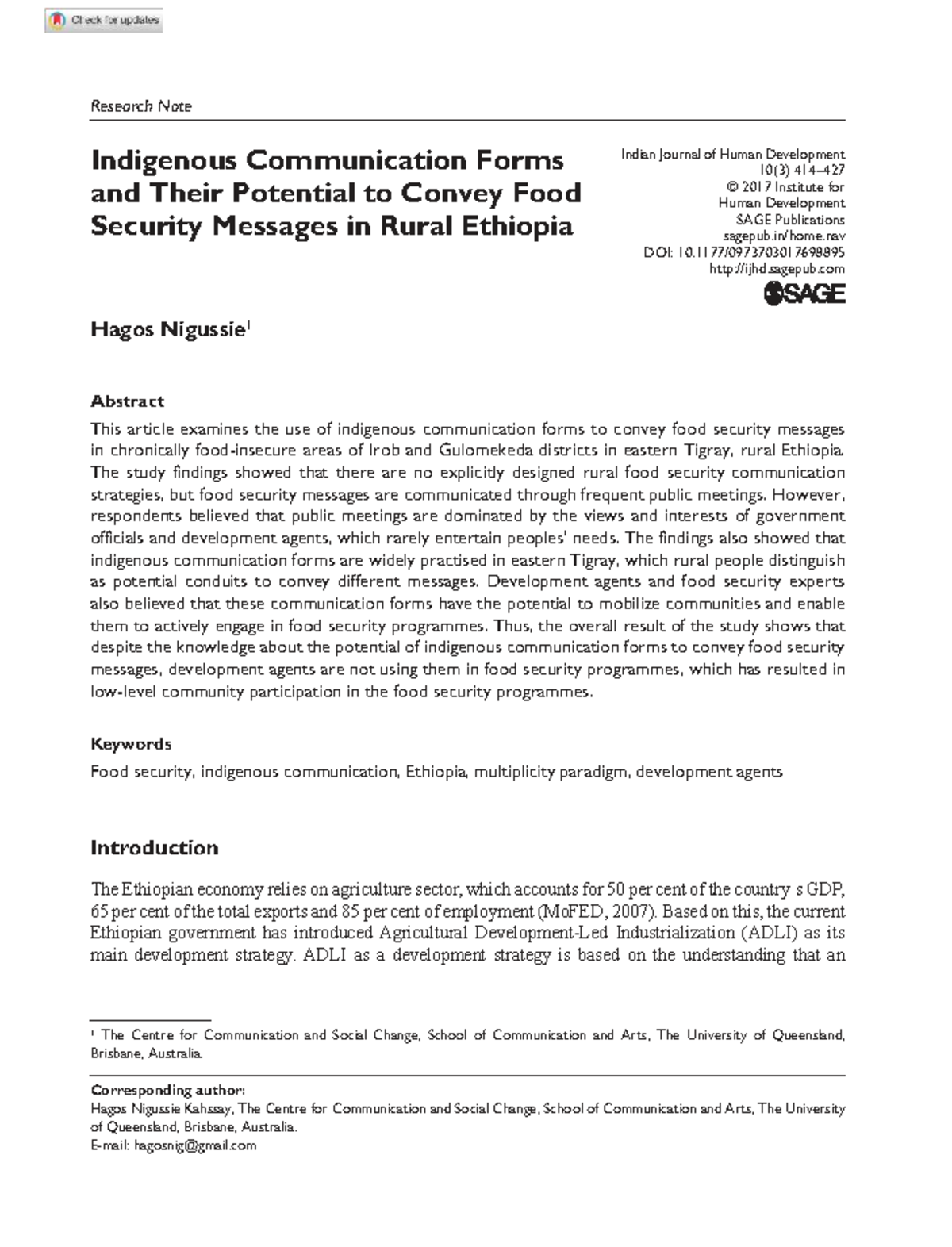 Indigenous Communication Forms for Food Security in Rural Ethiopia ...
