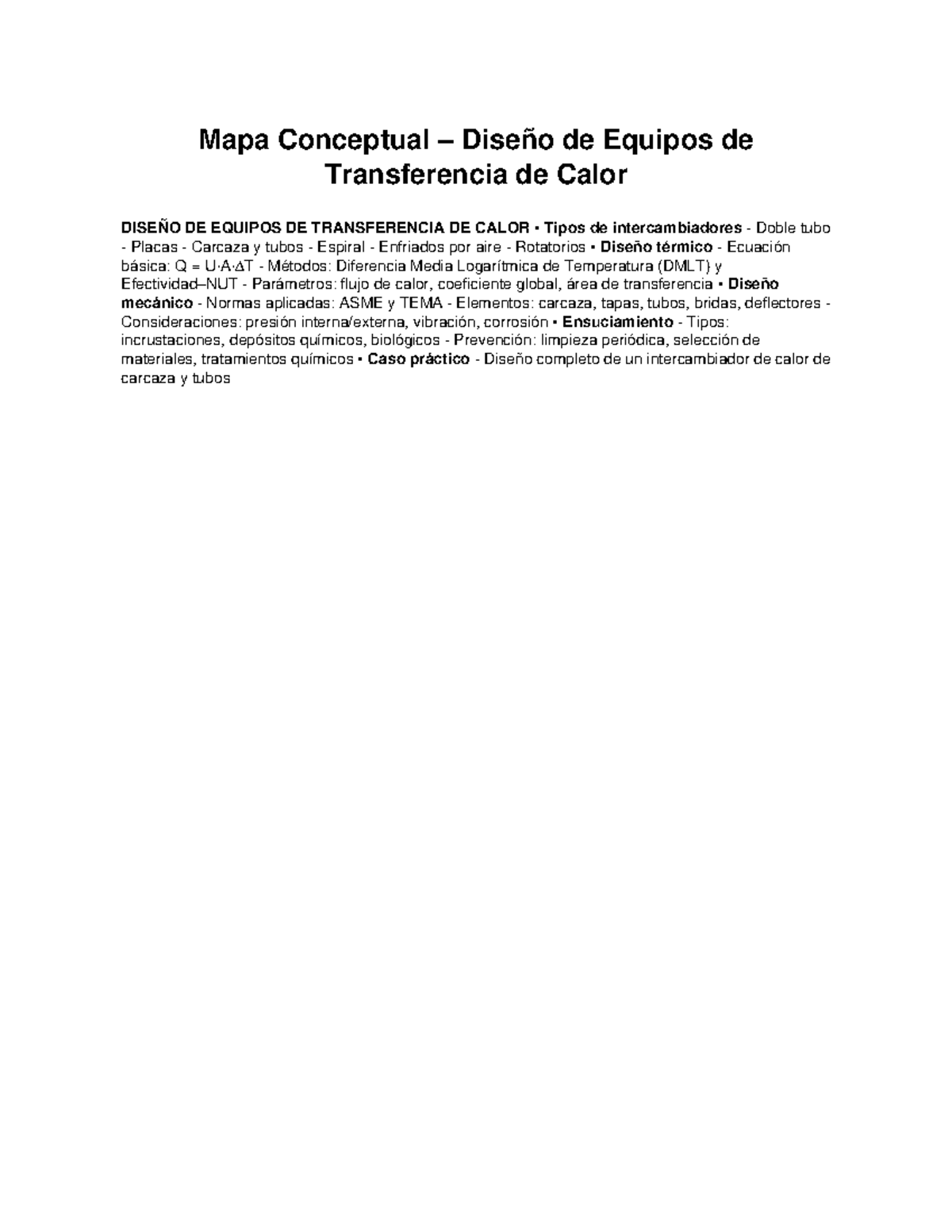 Mapa Conceptual Transferencia Calor - Mapa Conceptual – Diseño de ...