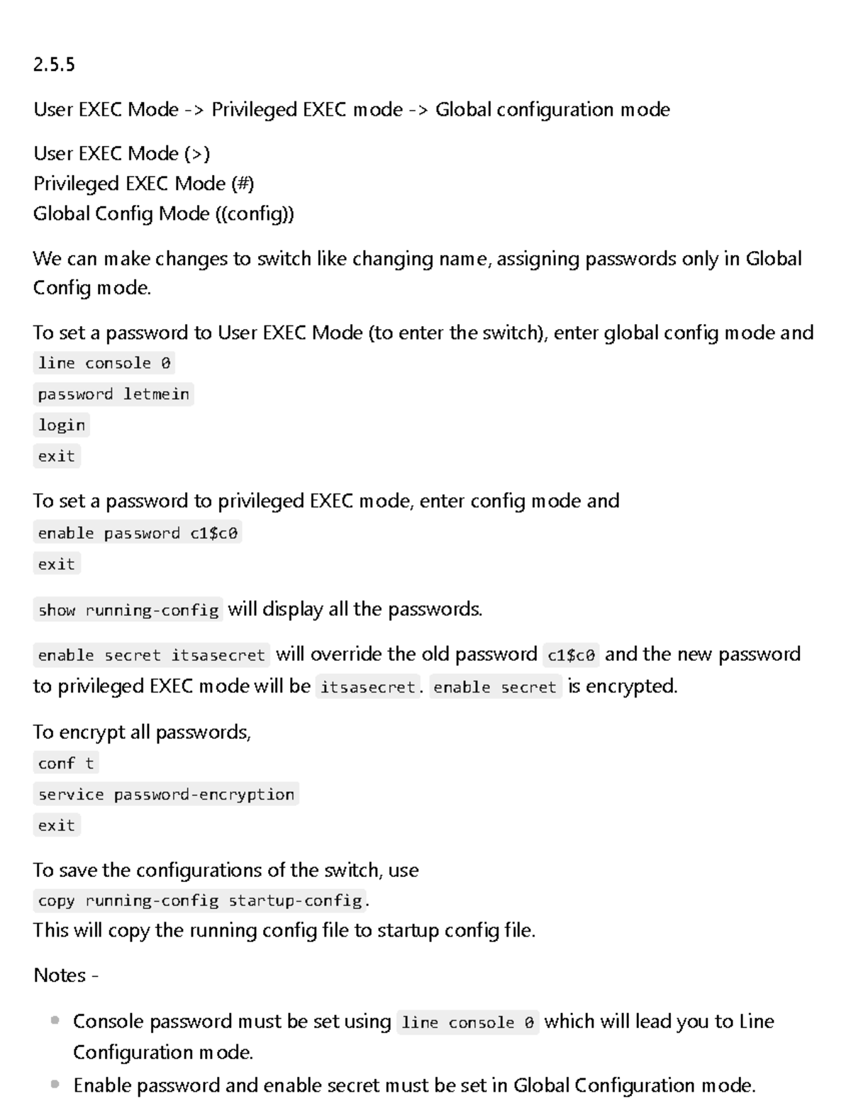 CCNA - User EXEC & Privileged EXEC Mode Configuration Guide - Studocu