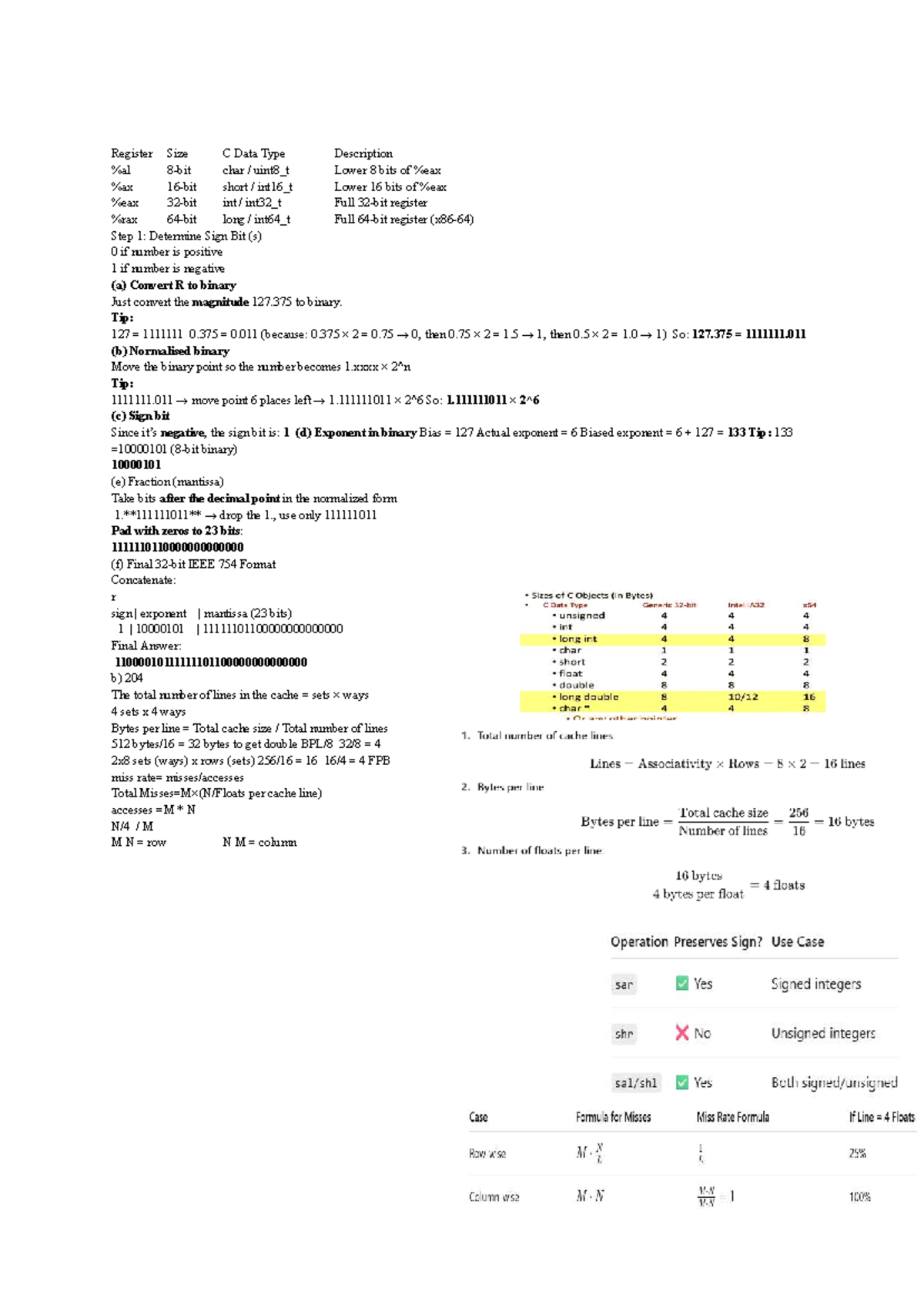 C Data Finals - Final Exam Notes on Floating Point Representation - Studocu