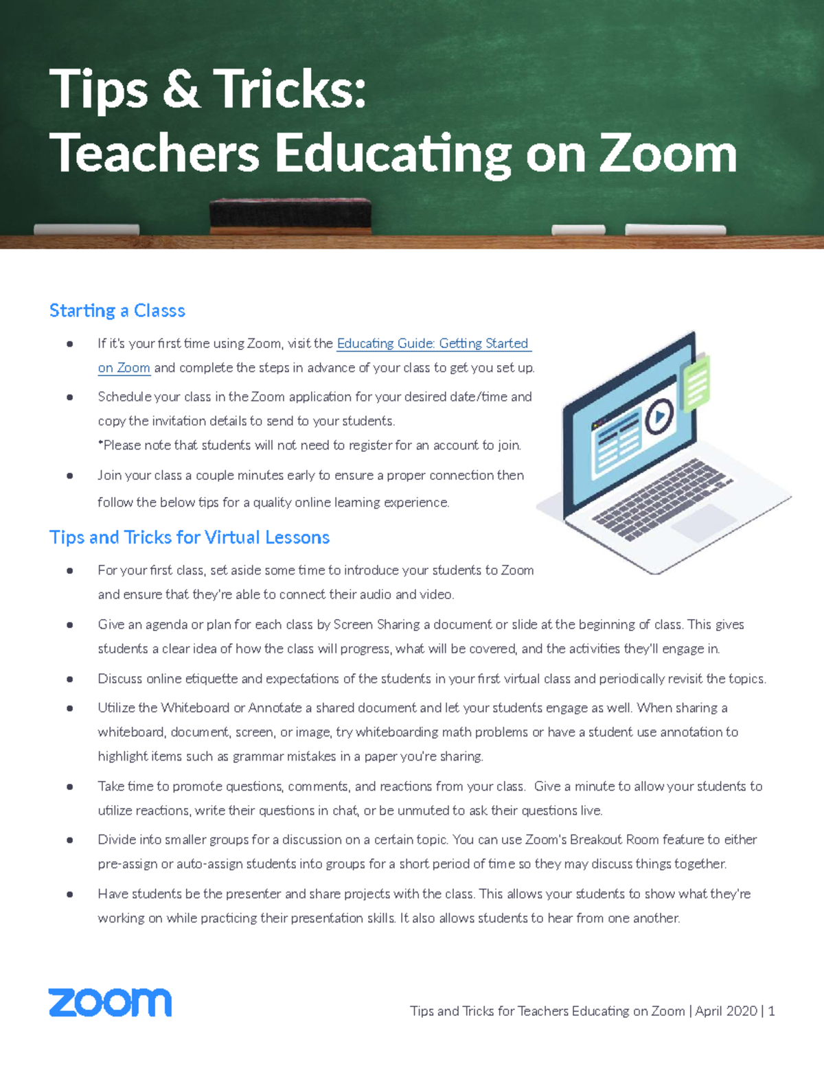 Tips & Tricks for Teachers: Educating on Zoom Guide - Studocu