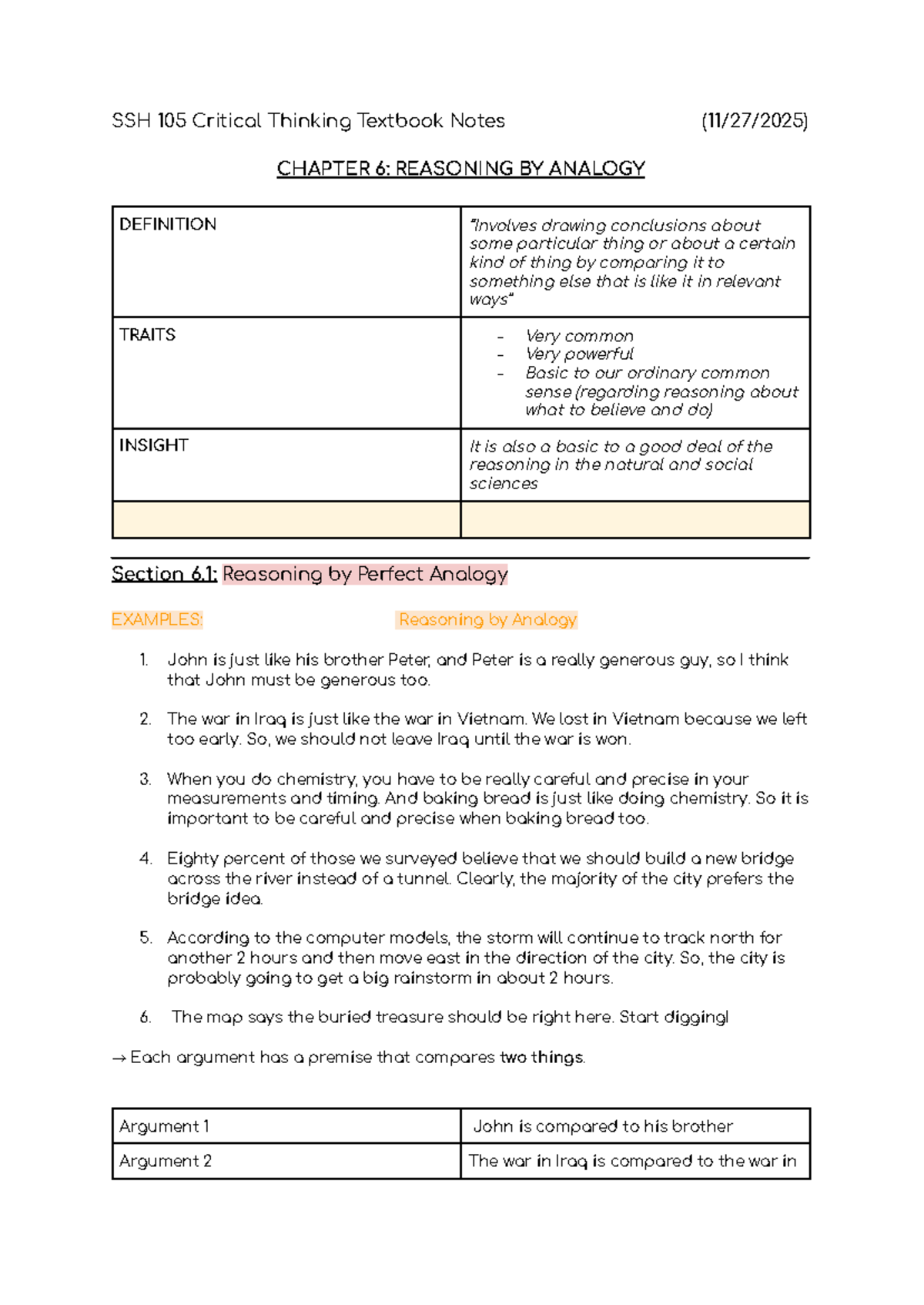 SSH 105 Critical Thinking Textbook Notes: Chapter 6 - Reasoning and ...