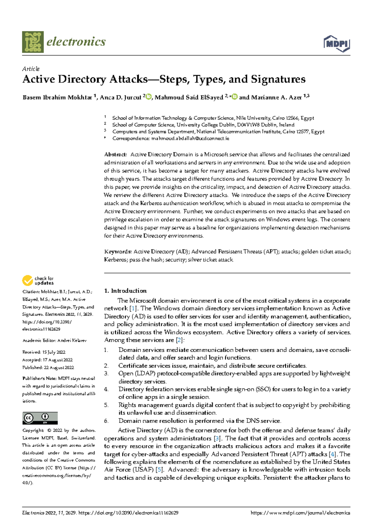 Active Directory Attacks: Types, Signatures, and Detection Mechanisms ...