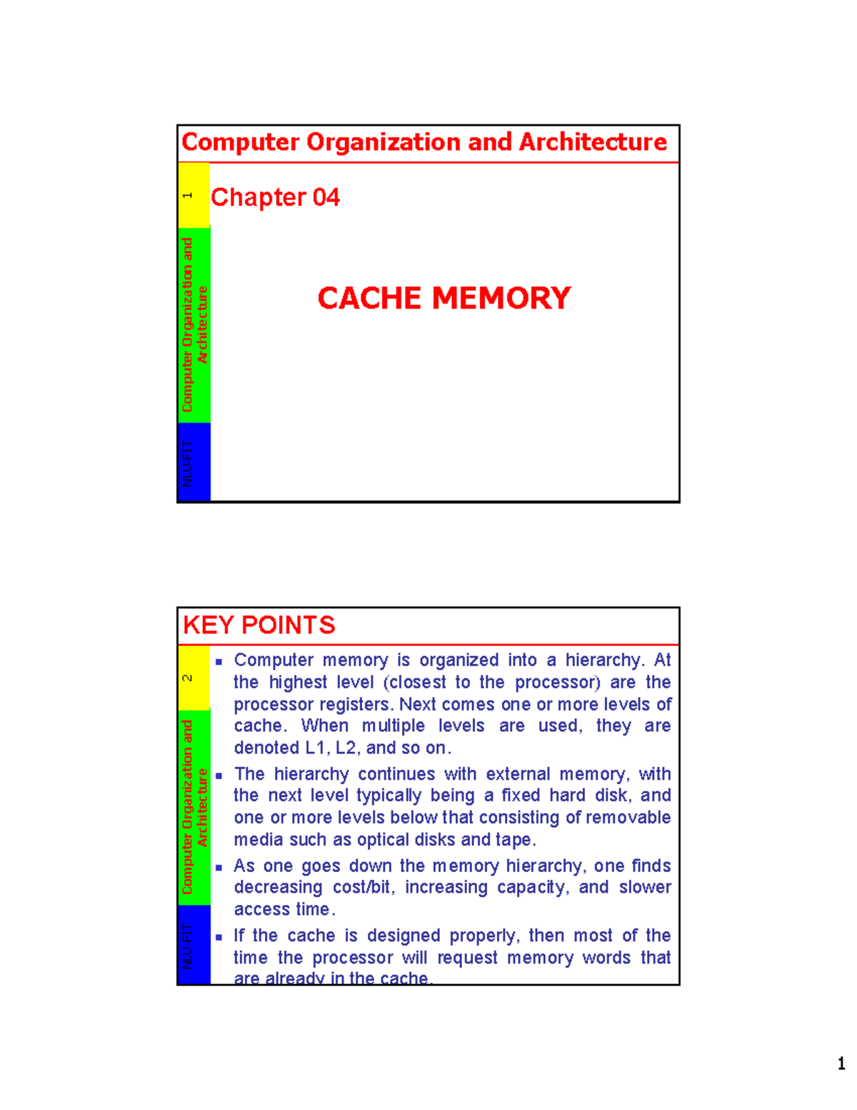 Chapter 04: Key Points on Cache Memory in Computer Organization and ...