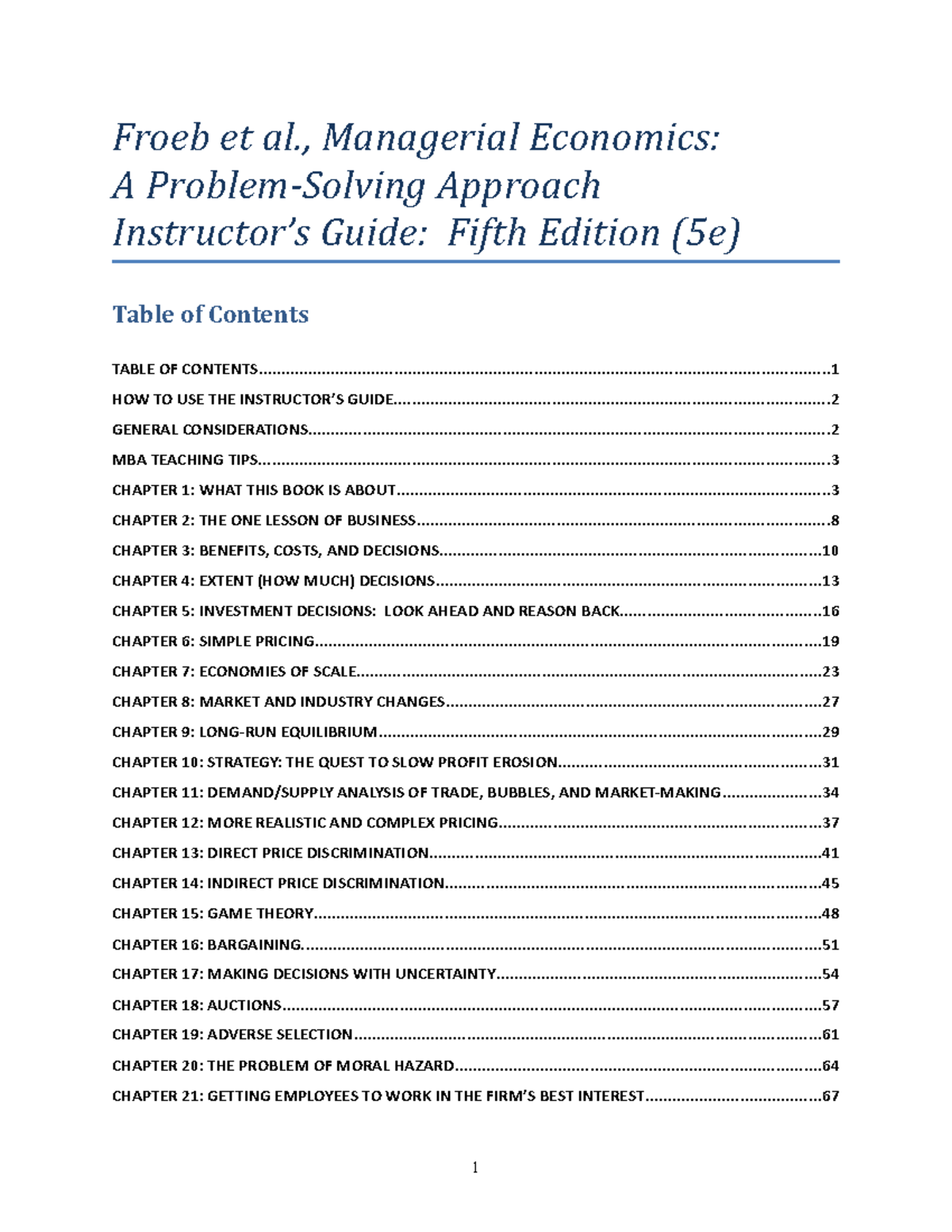Managerial Economics A Problem Solving Approach 5th Edition Froeb Et Managerial Economics A Problem Solving Approach 5th Edition Froeb Et