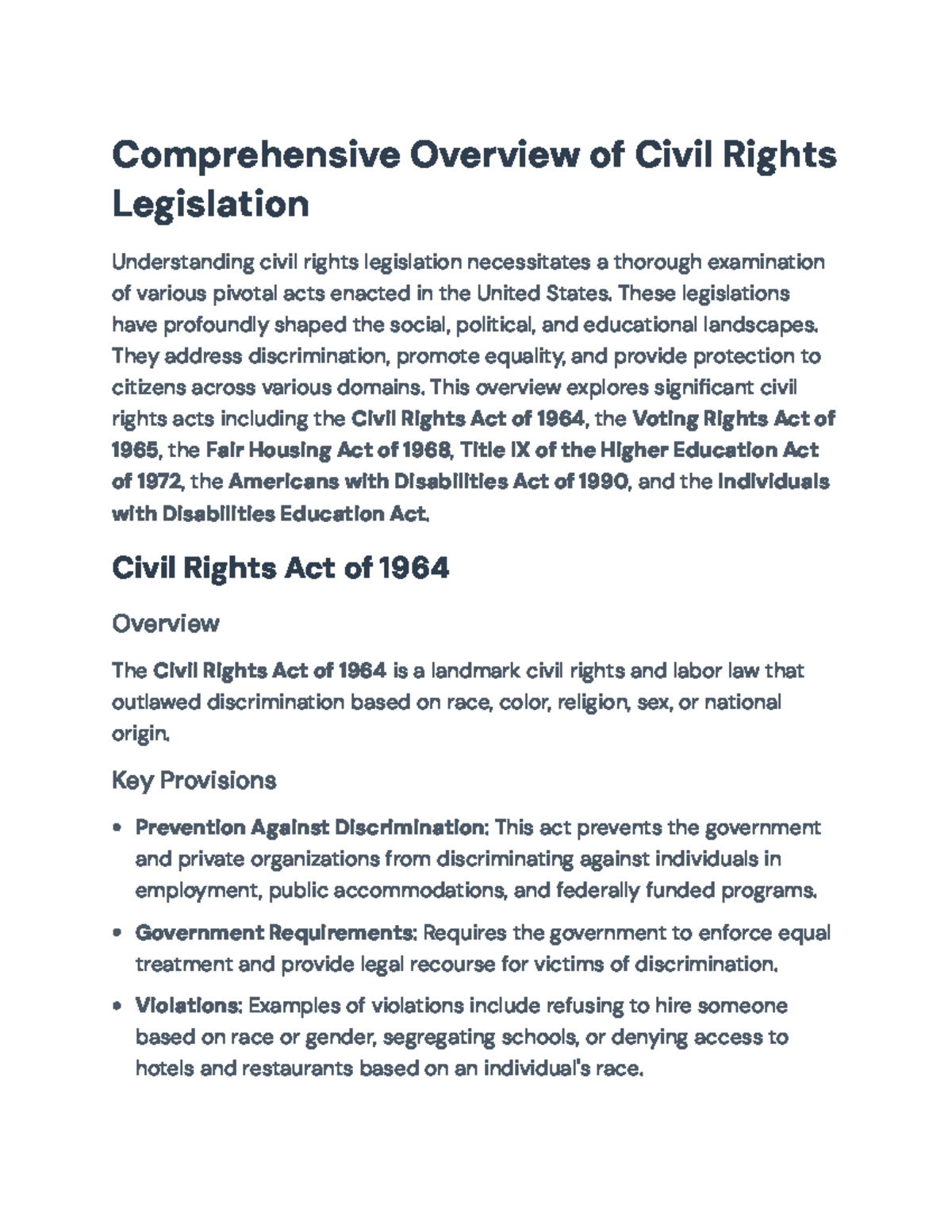 Civil Rights Legislation Overview: Key Acts and Their Impact in SY24 ...