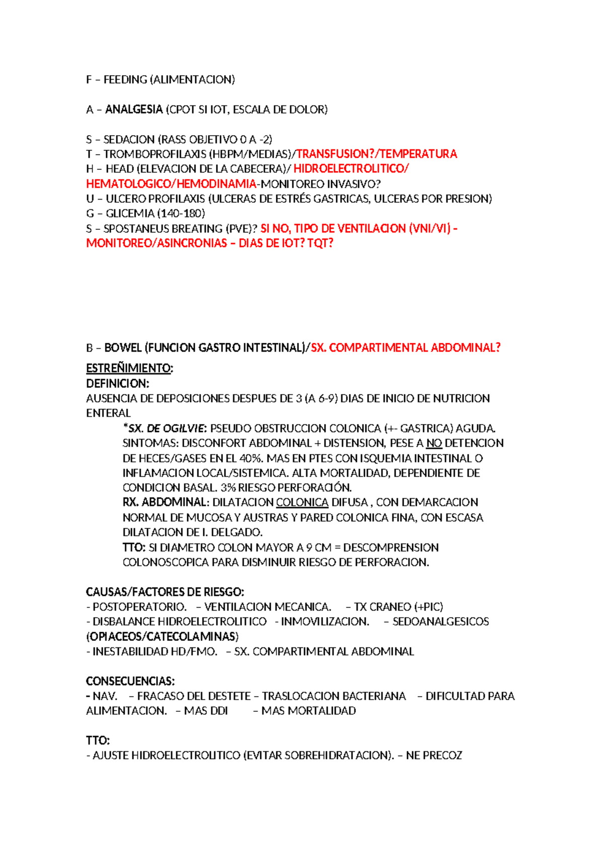 Fasthugsbid: Comprehensive Guide on Patient Care Protocols - Studocu