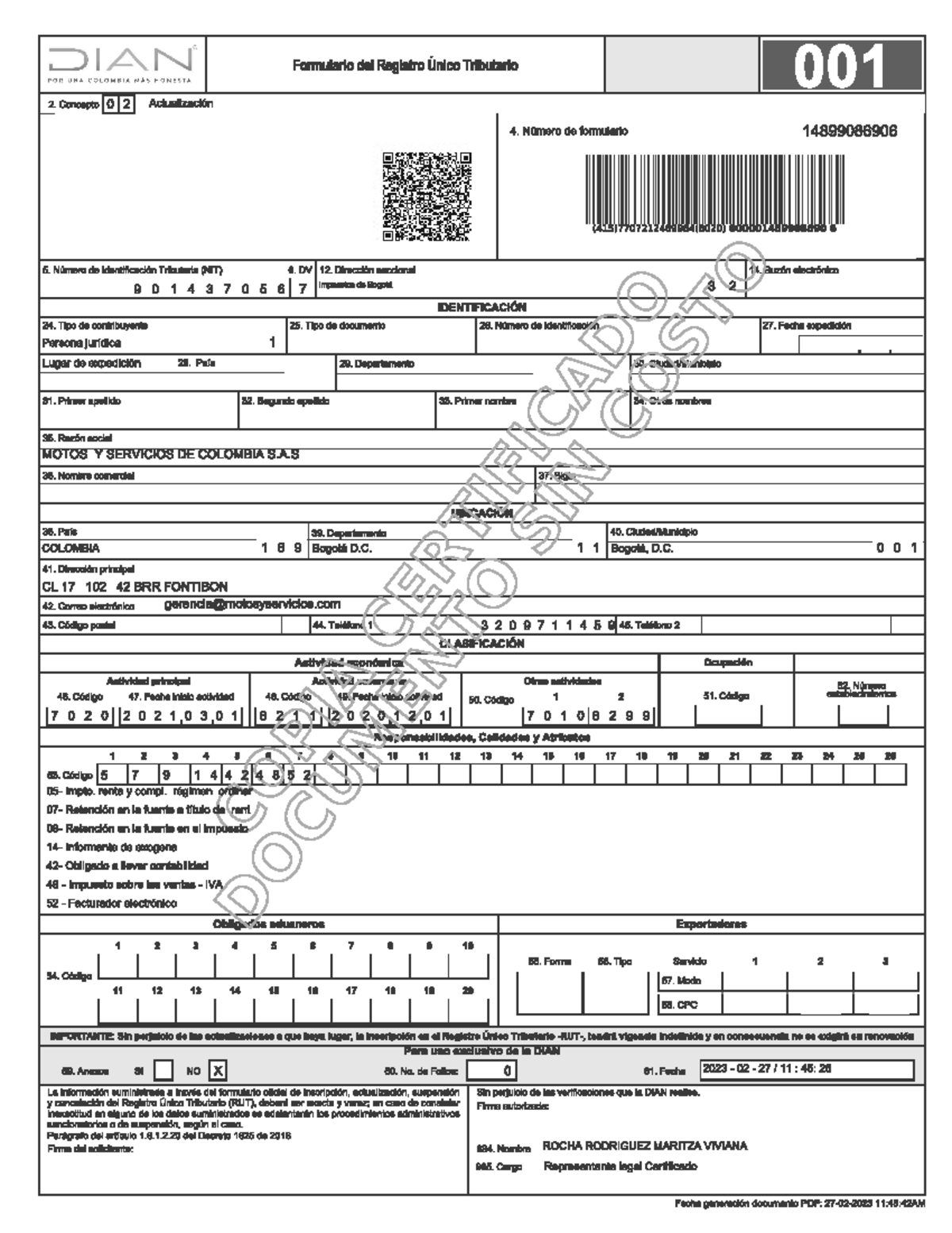 RUT MYS 2023 - Okkk - DIAN Formulario del Registro Único Tributario POR ...