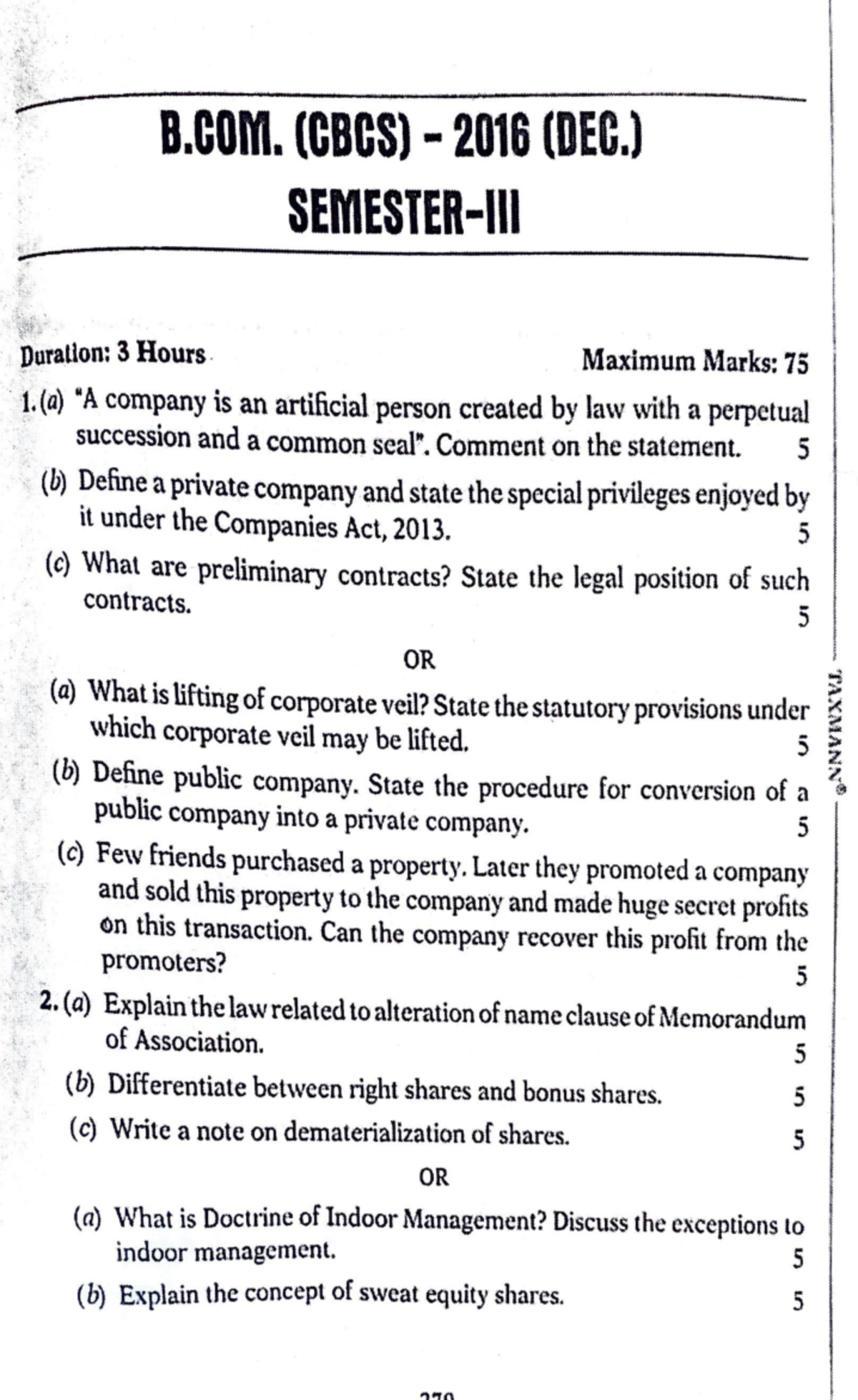 Company Law PY - Delhi University Previous Year Questions & Solutions ...