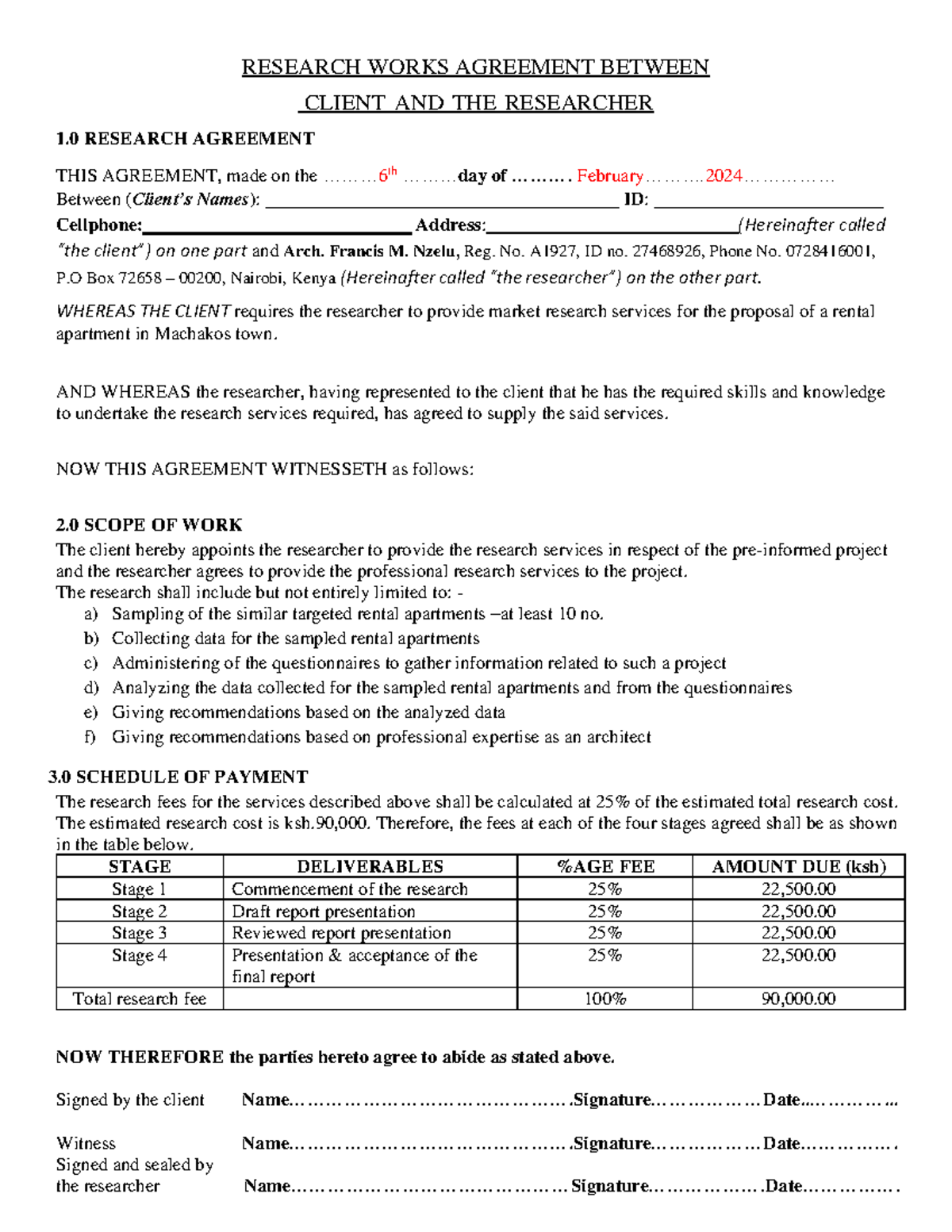 Research Agreement for Market Research Services - Best Health Reports ...