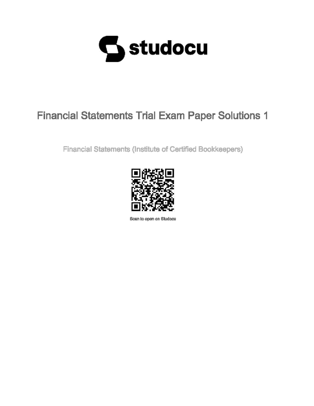 ICB Financial Statements Trial Exam Paper Solutions 1 - Studocu