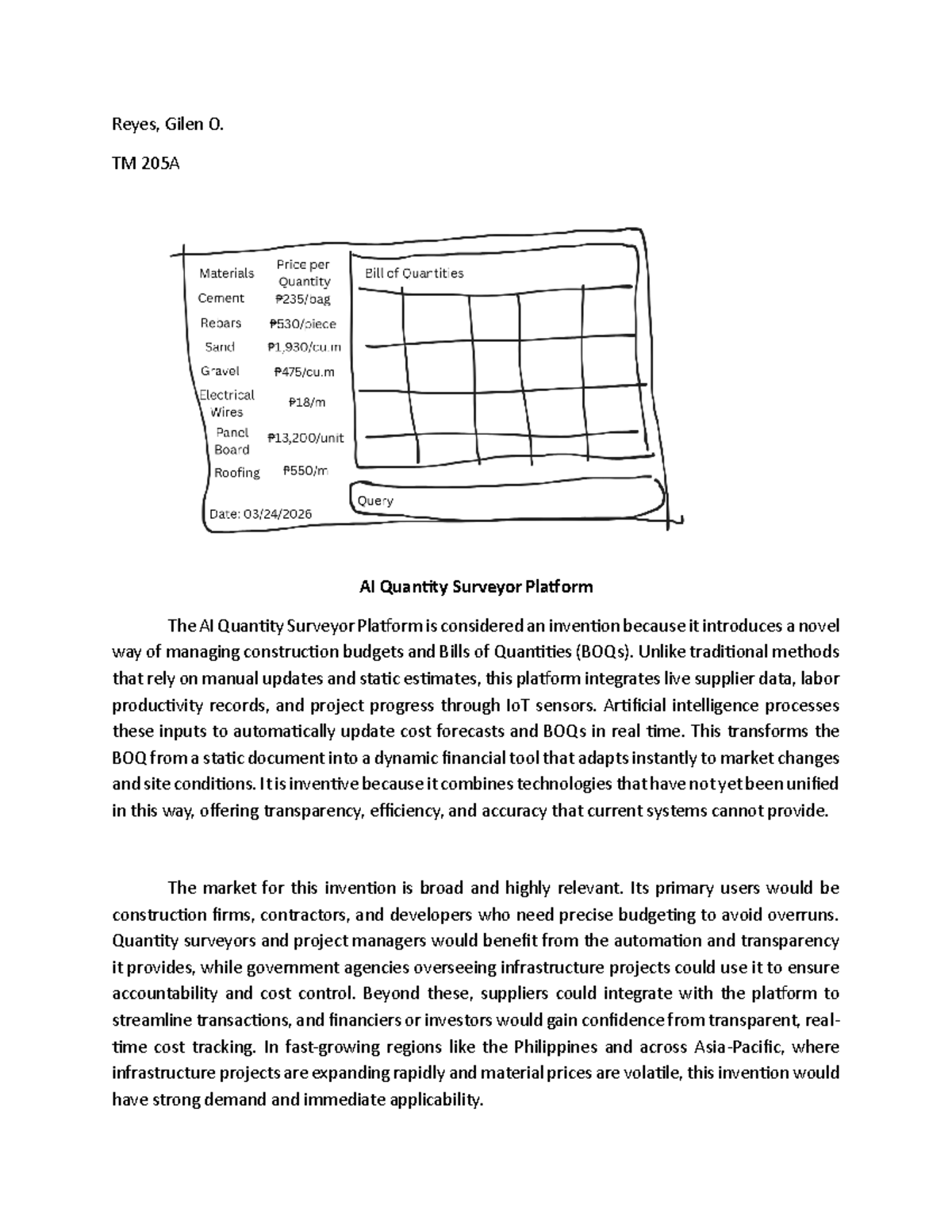 Reyes, Gilen O. - TM 205A Reaction Paper on AI Quantity Surveyor ...