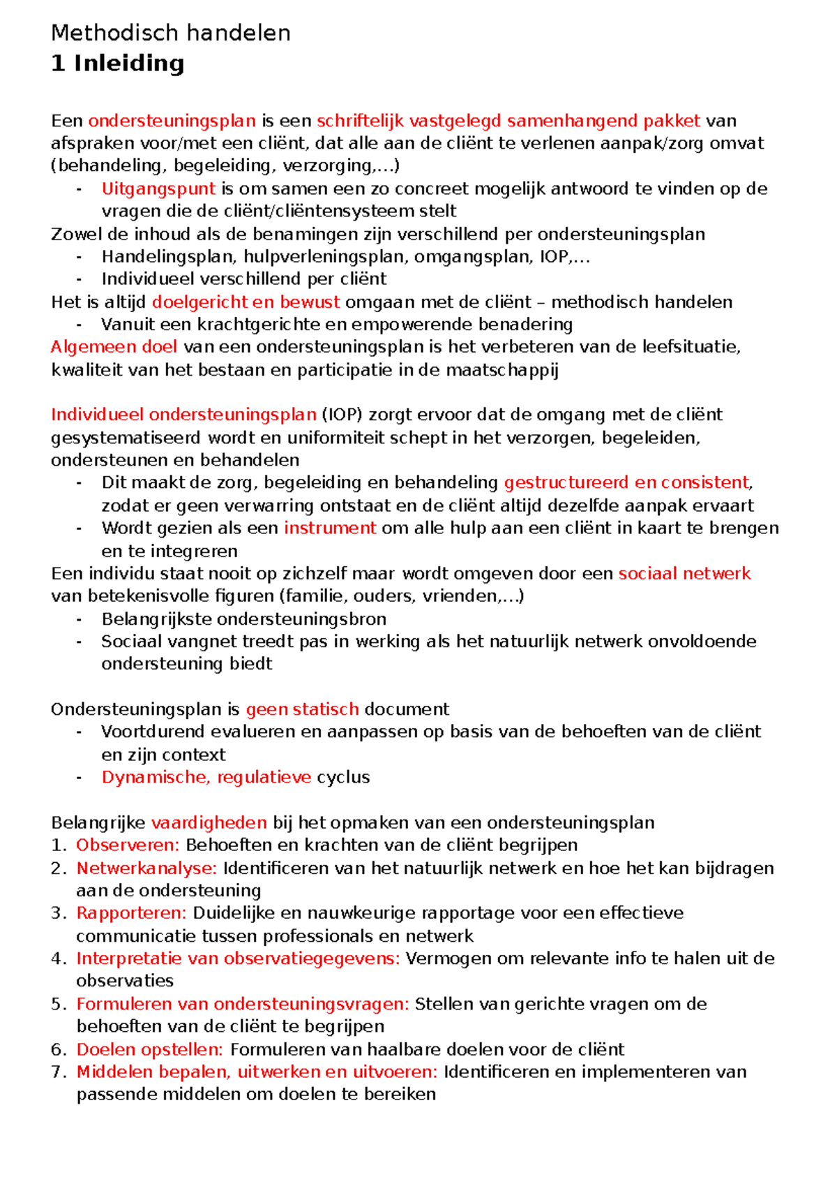Methodisch Handelen 1: Inleiding tot Ondersteuningsplannen in de ...