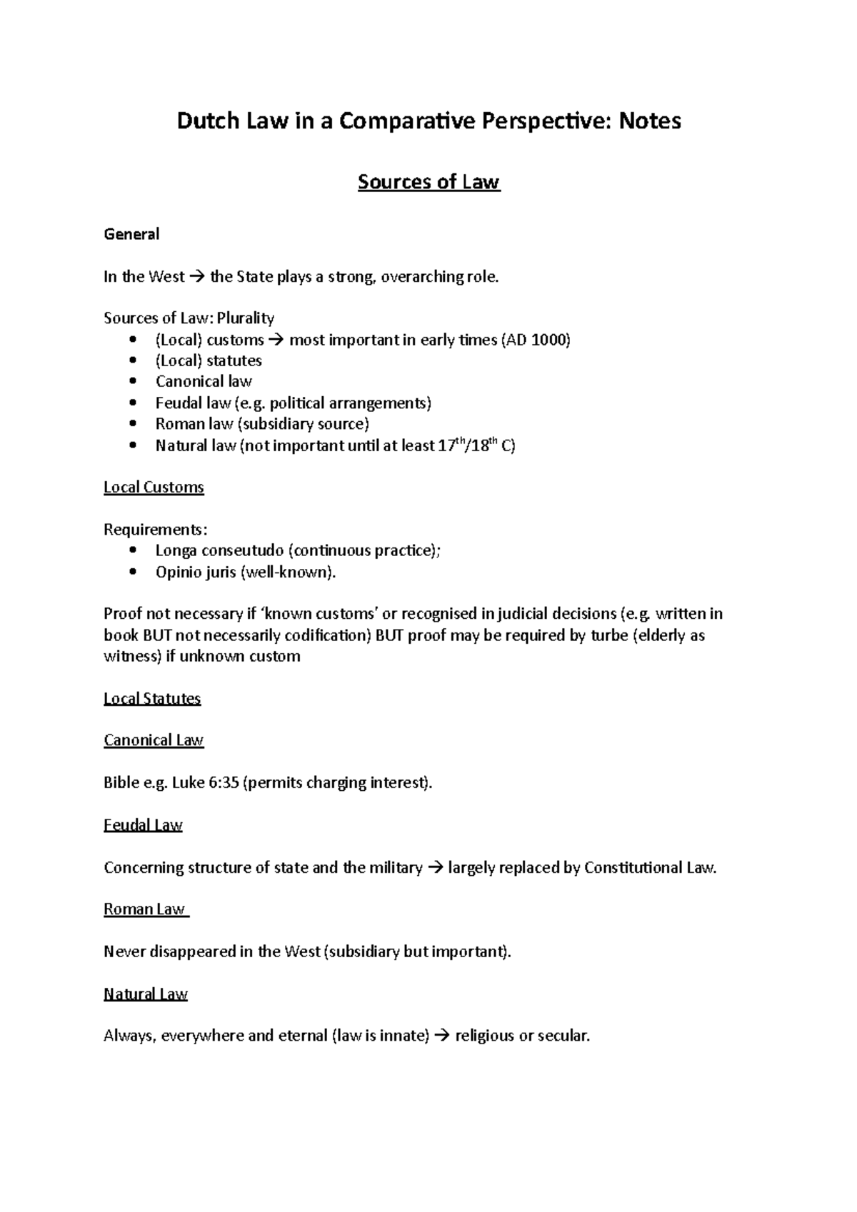Dutch Law Lecture Notes: A Comprehensive Overview of Sources and ...