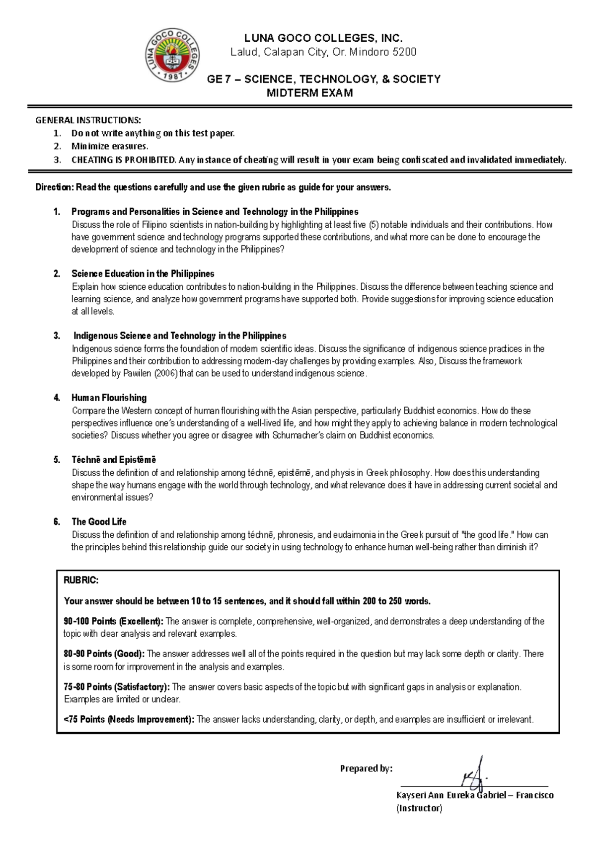 STS GE 7 Midterm Exam Reviewer: Science, Technology, and Society - Studocu