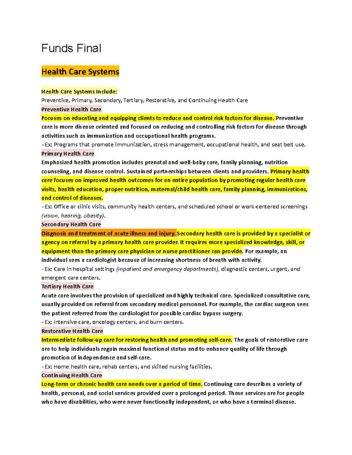 Funds Final copy - Funds Final Health Care Systems Health Care Systems ...