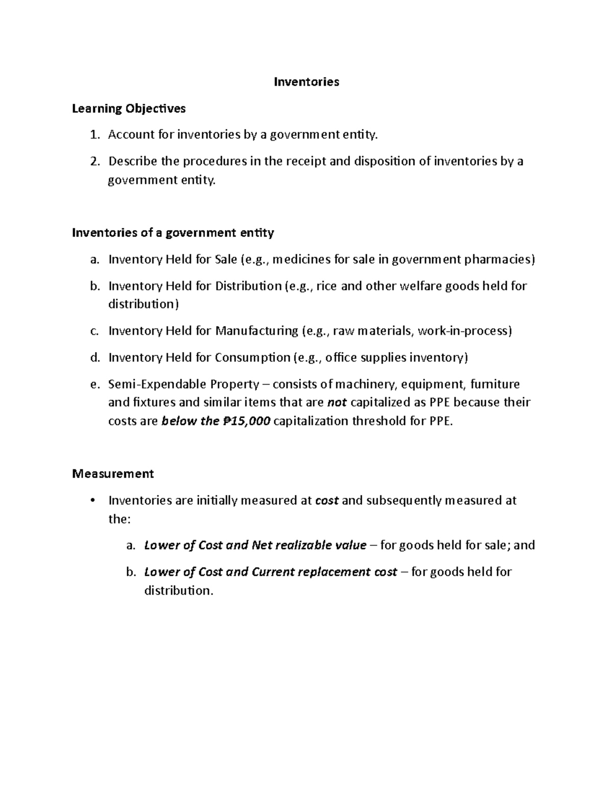 Inventories (GACC)- 5 - Inventories Learning Objectives Account for ...