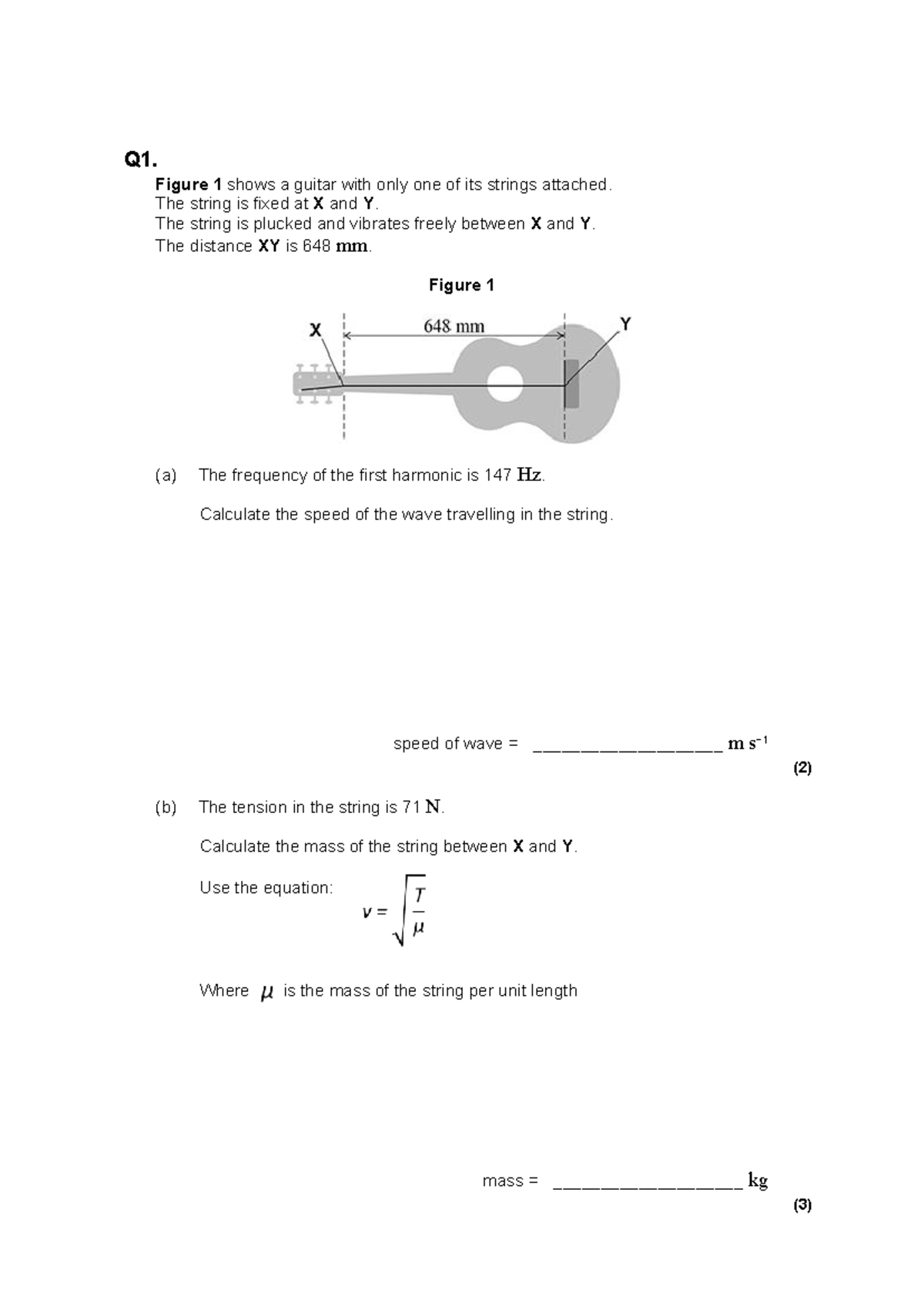 Stationary Waves QP - Physics Exam Questions and Calculations - Studocu