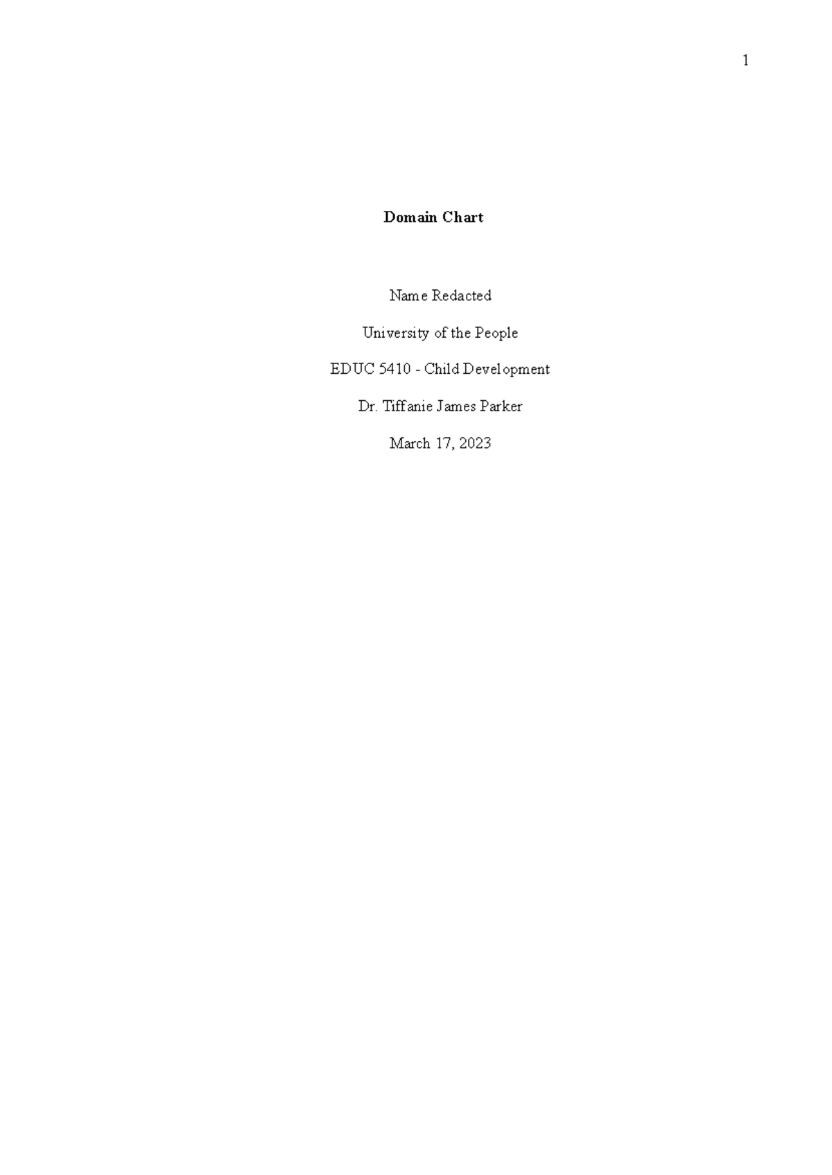 Domain Chart - EDUC 5410 Written Assignment - Domain Chart Name ...