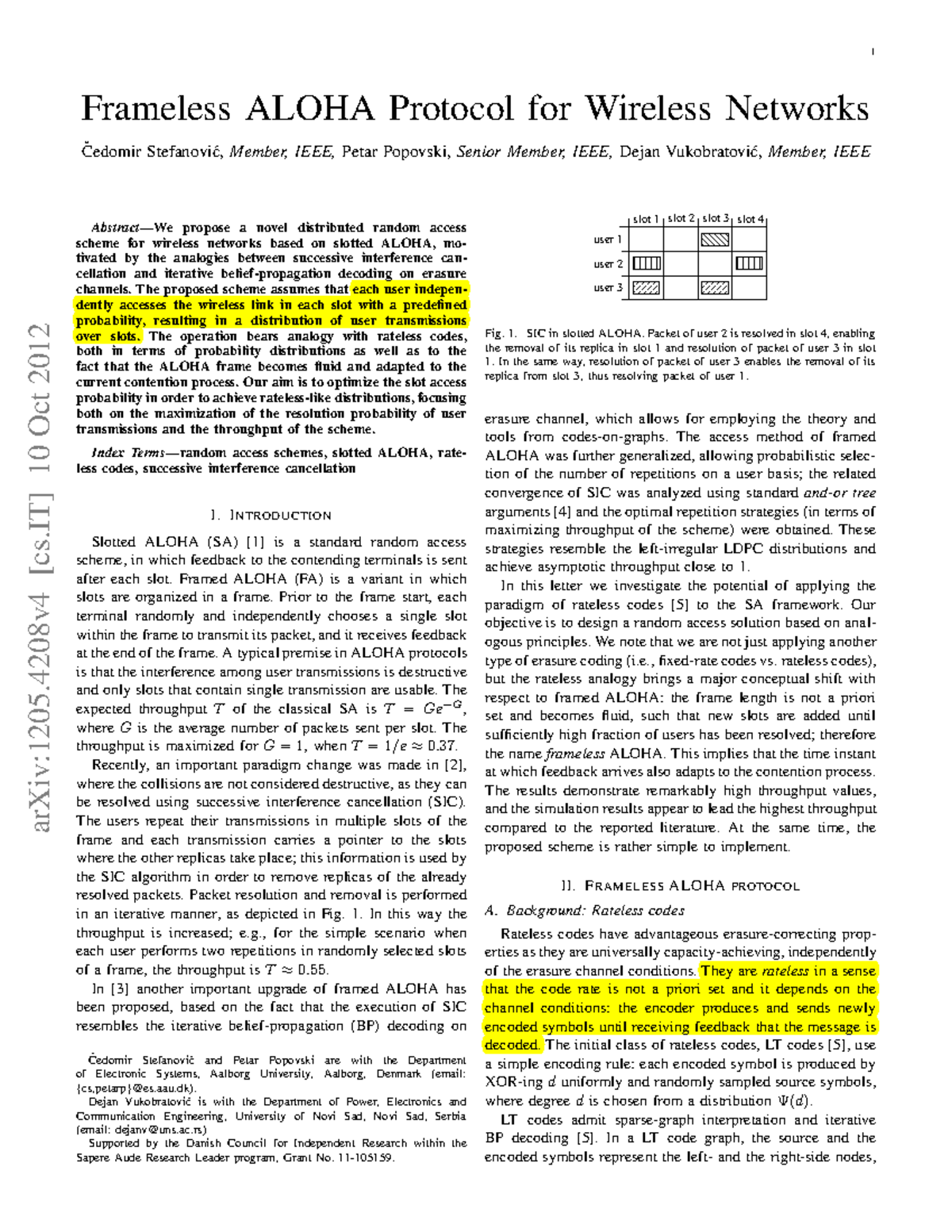 2012 .Frameless Aloha Protocol for Wireless Networks - arXiv:1205 [cs ...