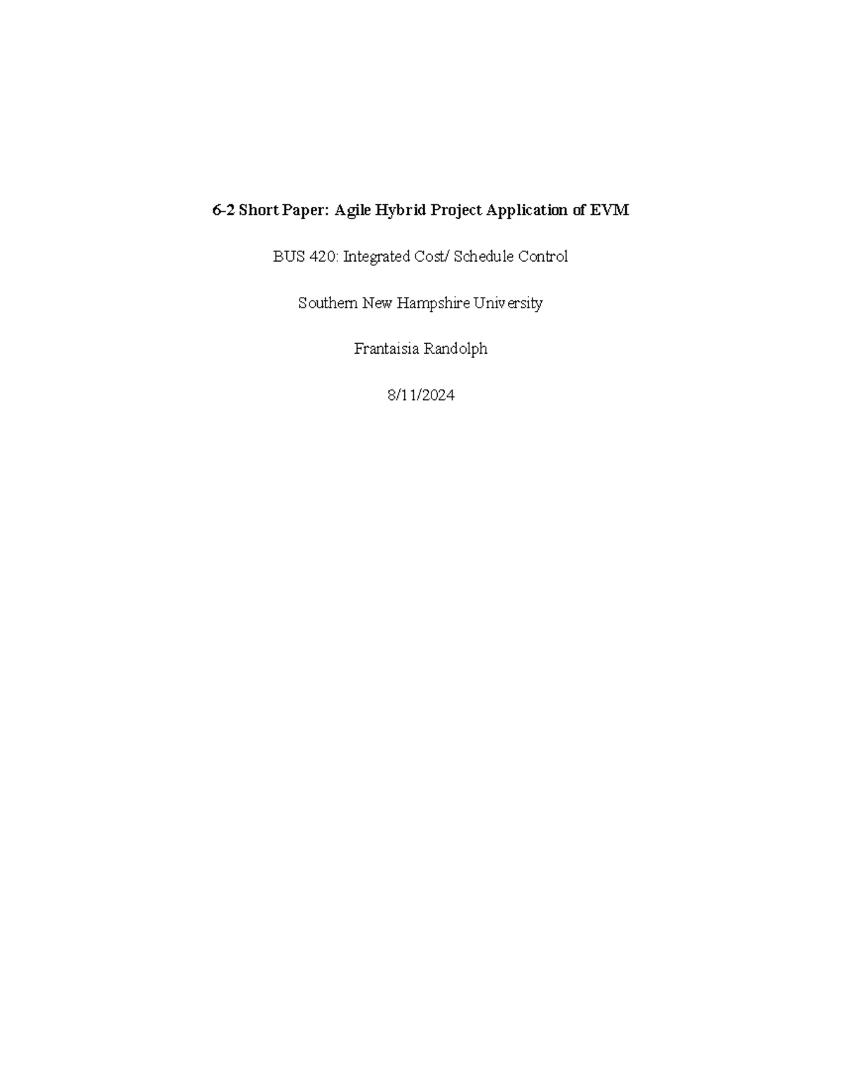 3-2 Final Project Milestone One: Earned Value Management Overview - Studocu