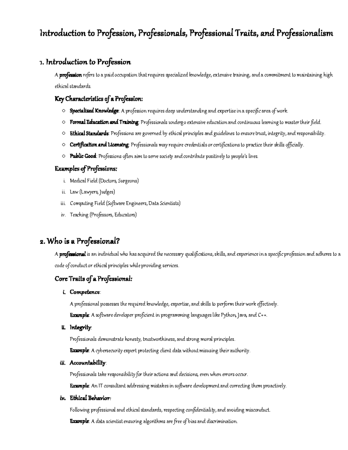 Professional Practices, Professionalism - 1. Introduction to Profession ...