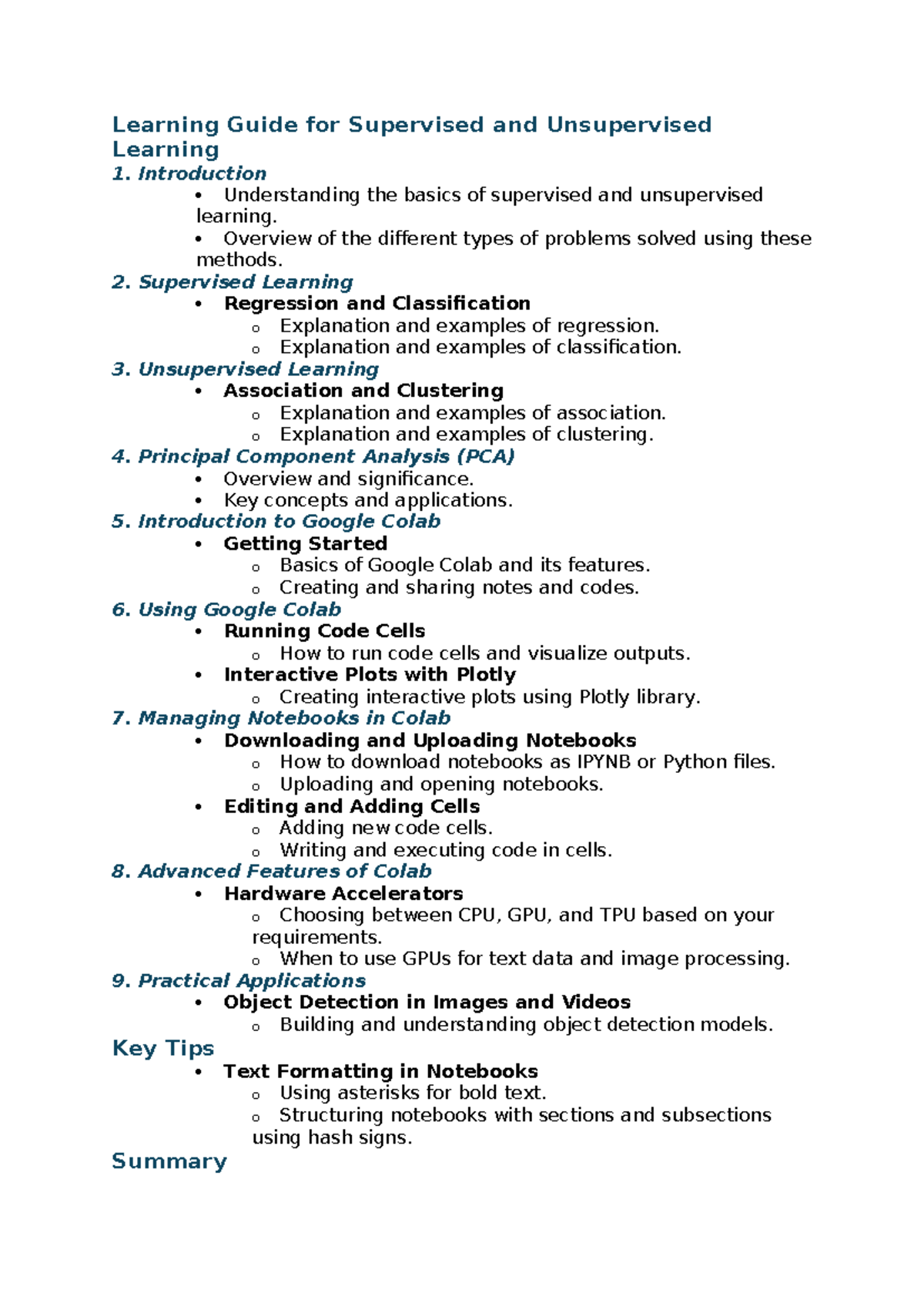 Predictive analysis class - Learning Guide for Supervised and ...