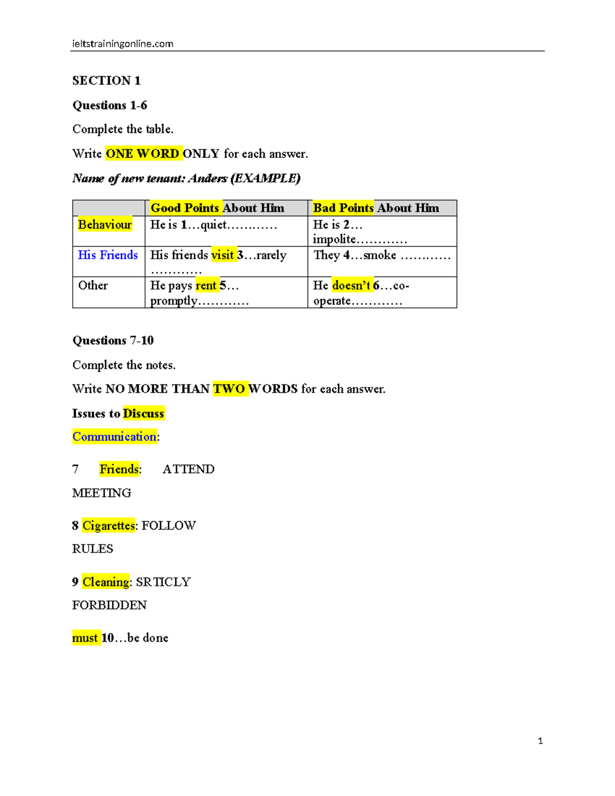 TEST 6-1-5 - ENGLISH SECTION 1-4 Question Responses - Studocu