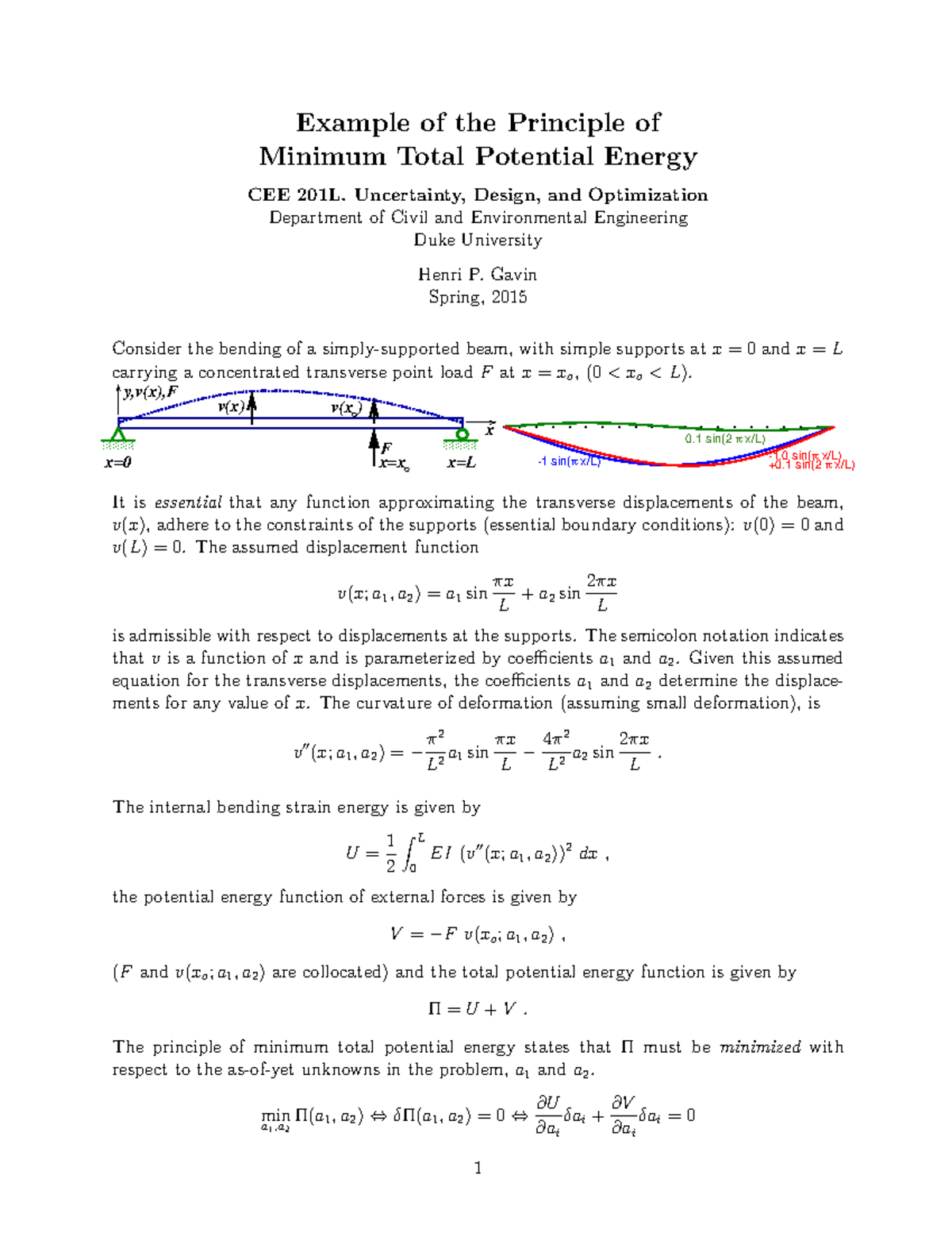 Practical - Example Of The Principle Of Minimum Total Potential Energy ...
