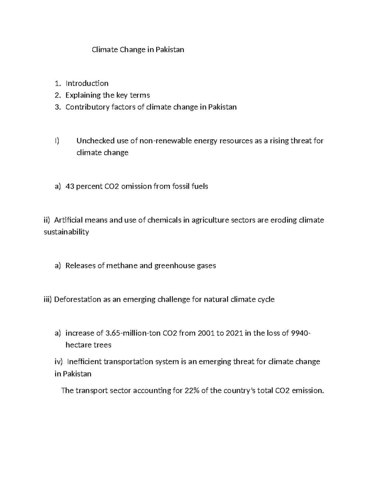 Climate Change in Pakistan: Key Factors and Impacts Analysis - Studocu