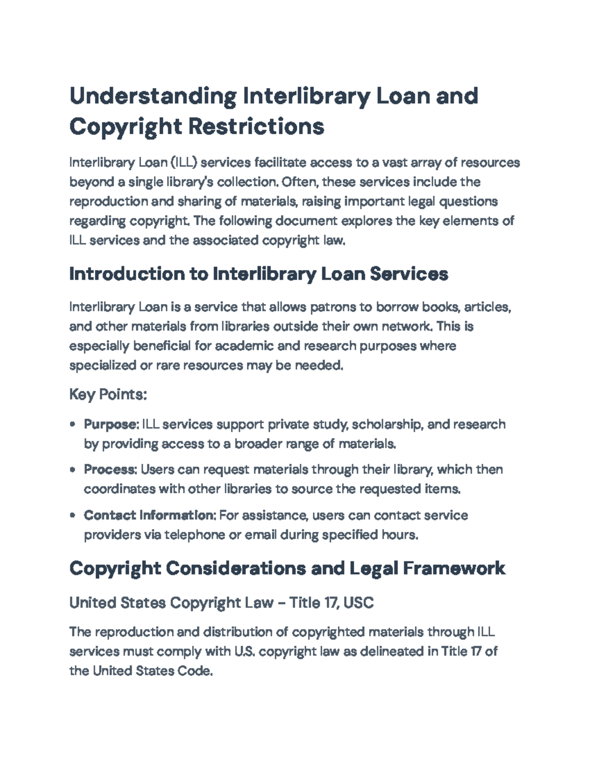 Interlibrary Loan Services and Copyright Regulations Overview ...