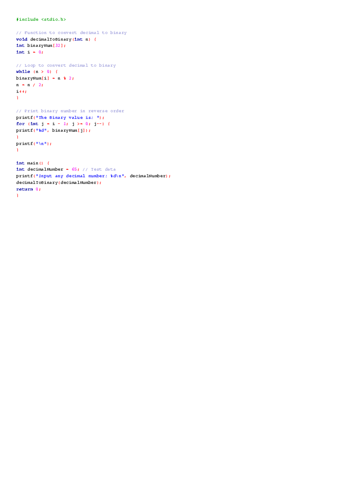 Question 7 - computer programming C - #include // Function to convert ...