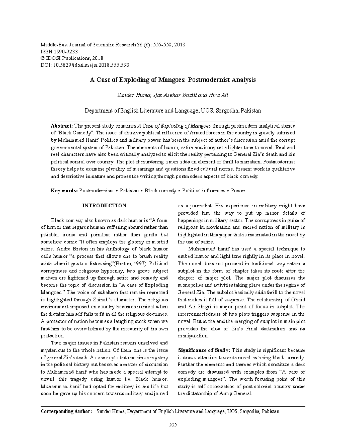 A Case of Exploding of Mangoes wasted - Middle-East Journal of ...
