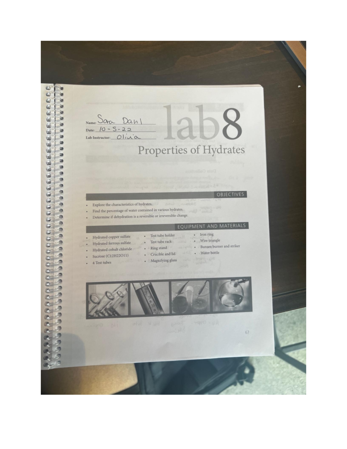 LAB 8 - Lab 8 on Properties of Hydrates - Name: Sora Danl Date: lab8 ...