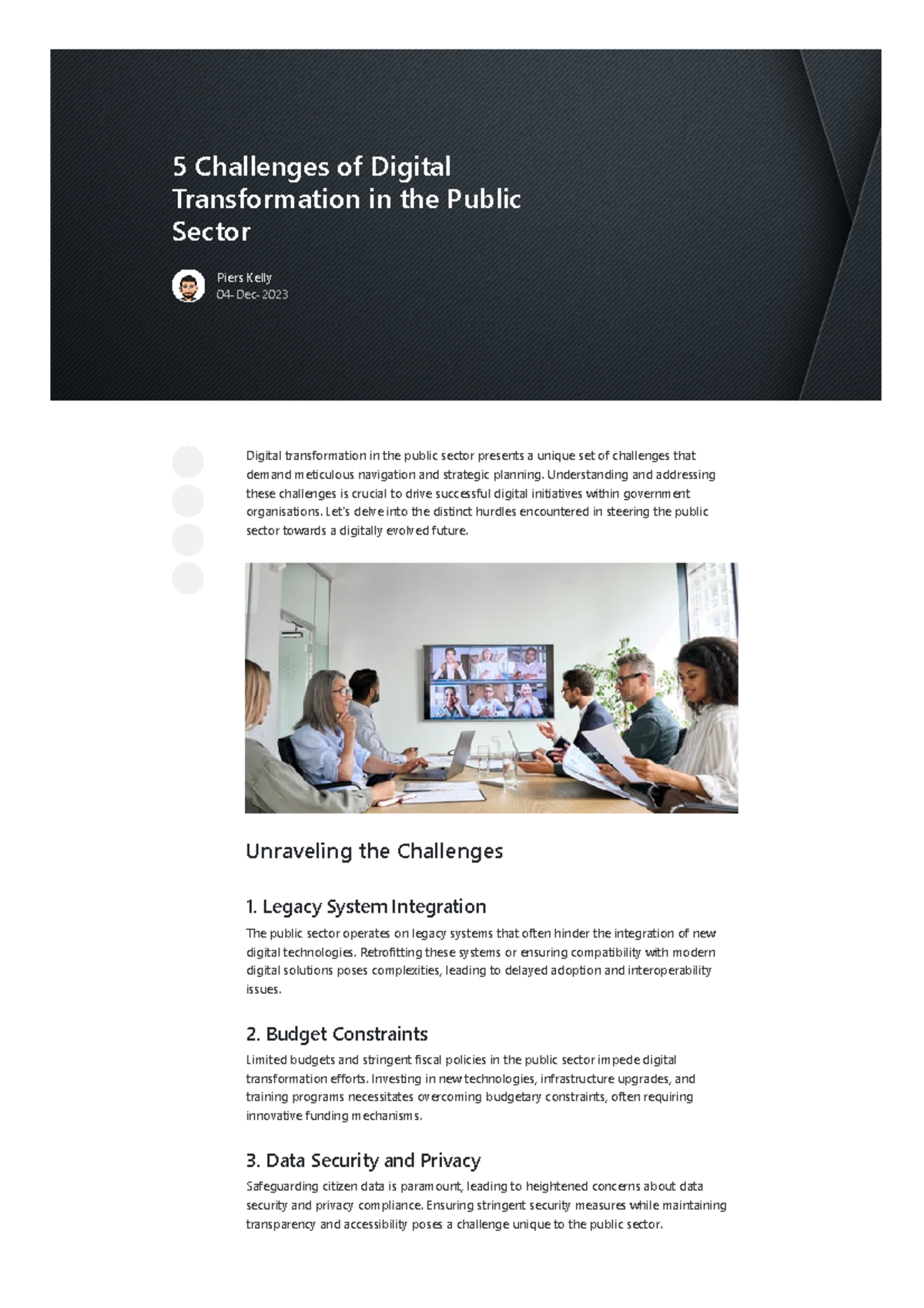 5 Challenges of Digital Transformation in the Public Sector - 5 ...