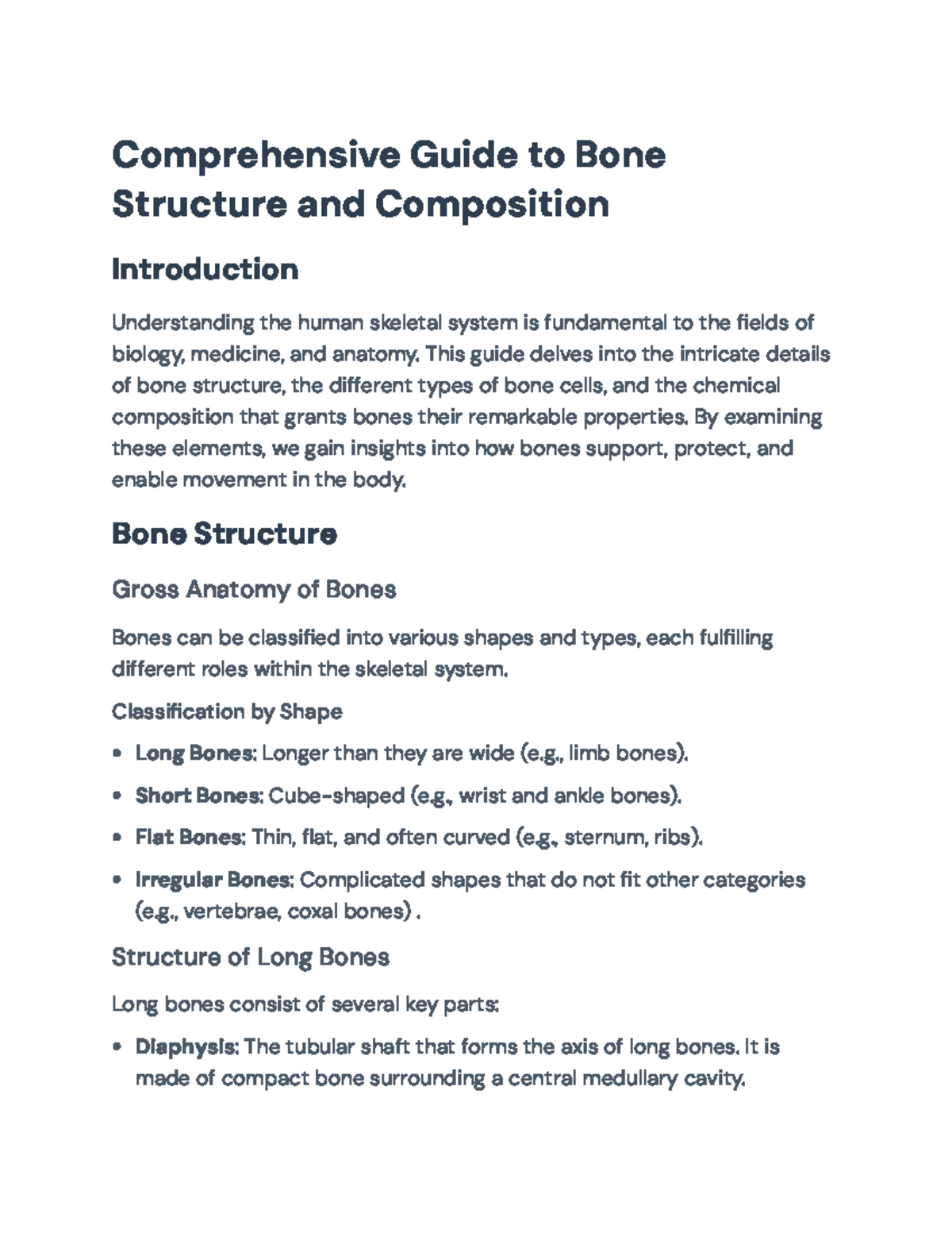 Comprehensive Guide to Bone Structure and Composition - Anatomy 101 ...
