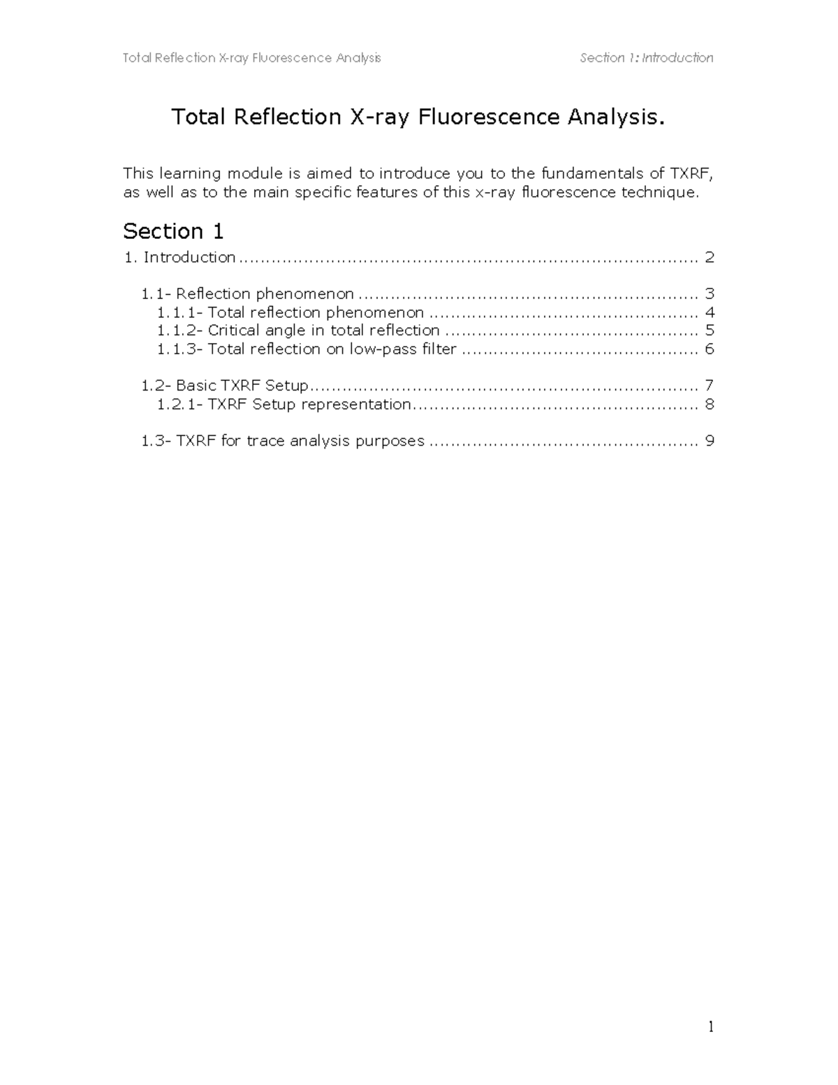 TXRF Fundamentals: Introduction to Total Reflection Fluorescence ...