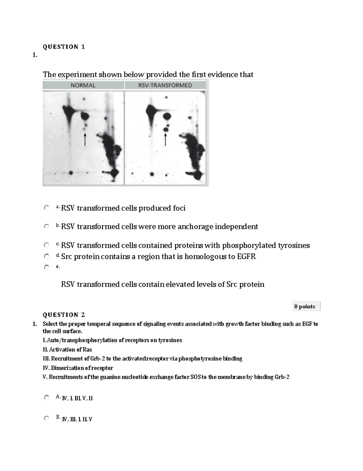 QUIZ #2 Ch 5-6 Fall 2020 BIO 314 - Q U E S T I O N 1 1. The experiment ...