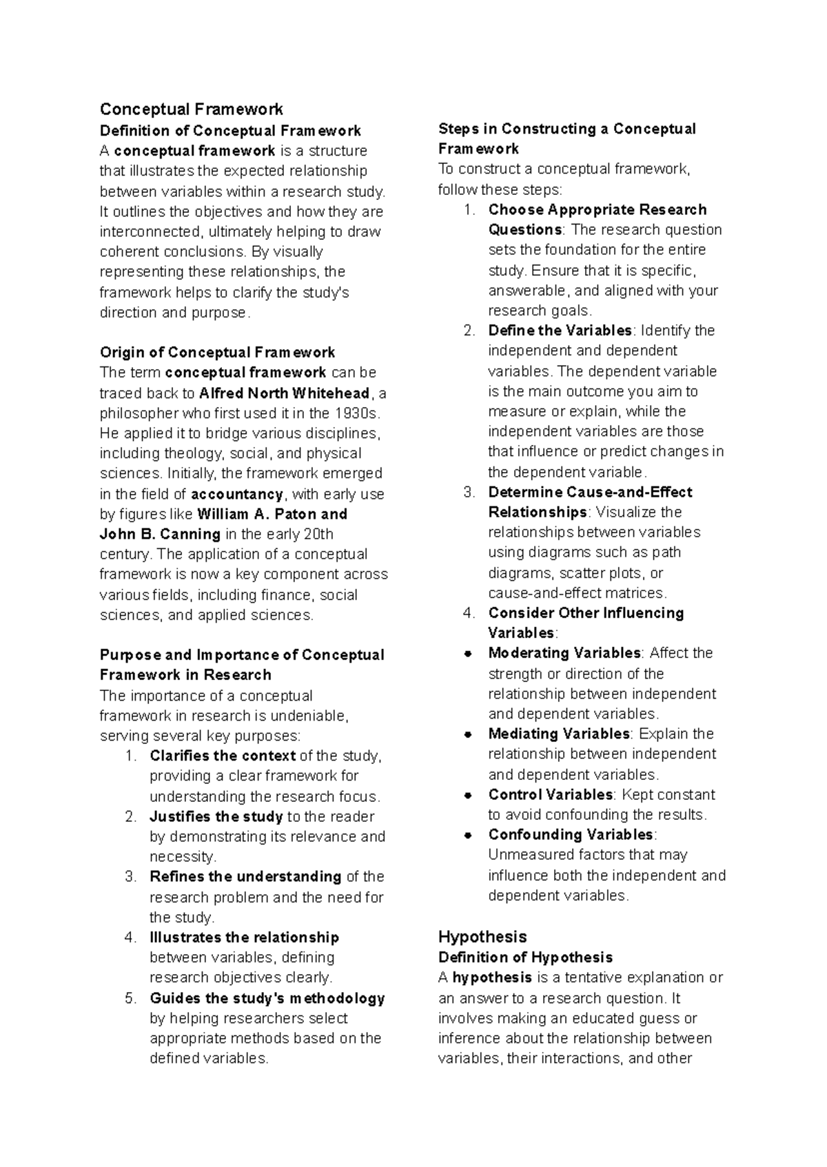 Practical Research 2 Reviewer - Conceptual Framework Definition of ...
