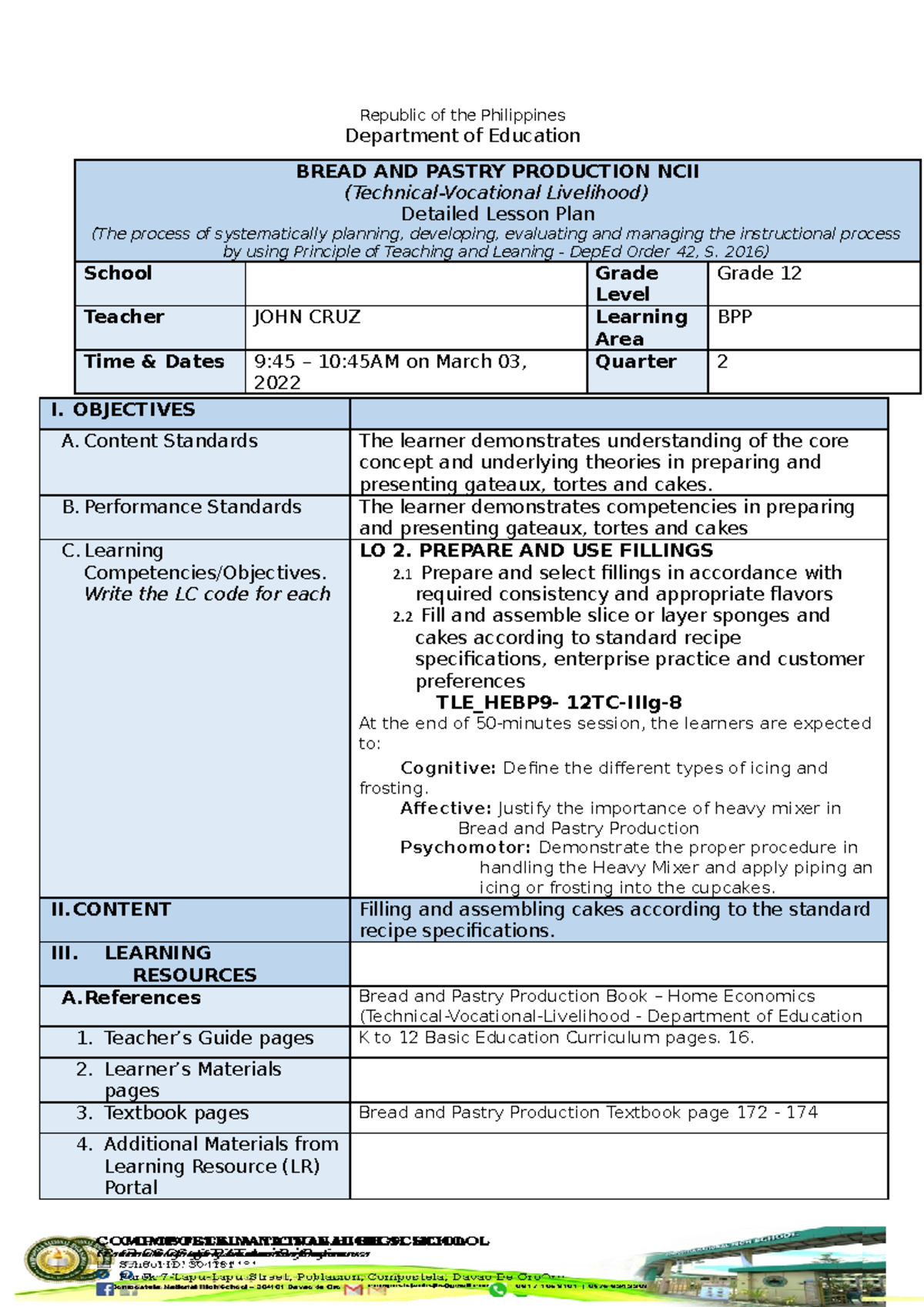 BREAD AND PASTRIES - Republic of the Philippines Department of ...