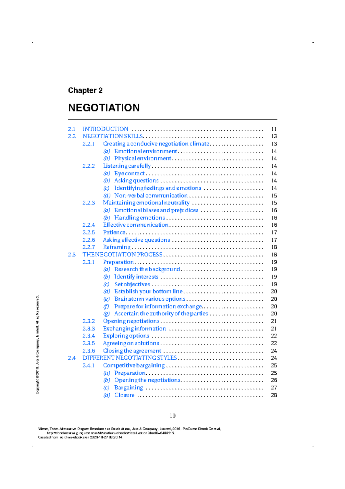 Chapter 2 - Negotiation in Alternative Dispute Resolution (ADR) - Studocu