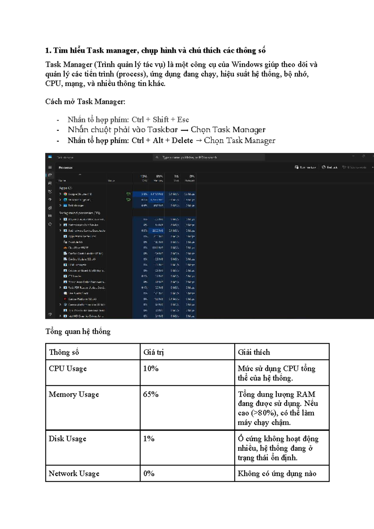 Bài tập 10: Tìm hiểu về Task Manager và các tiến trình trong Windows ...