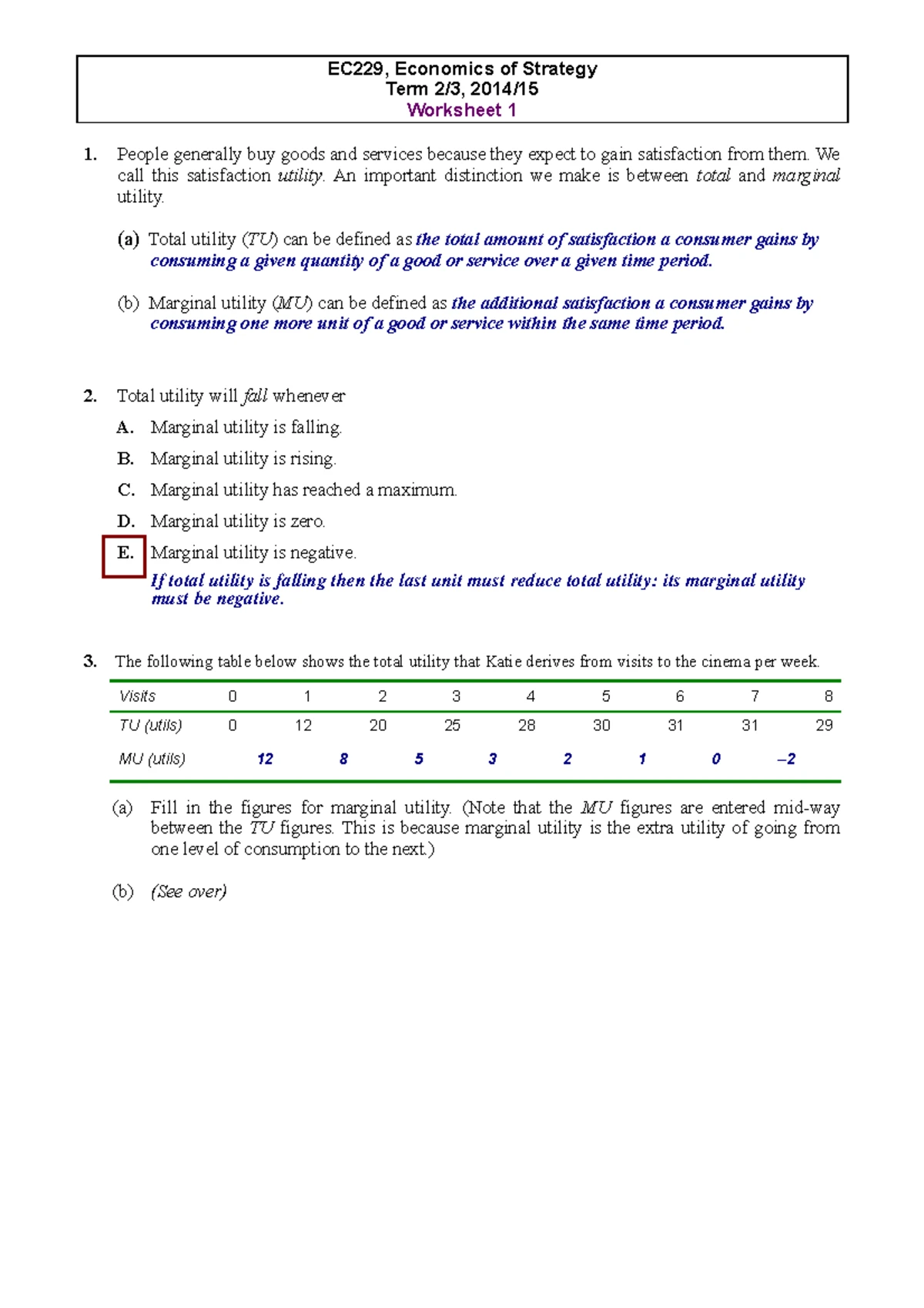 EC131 In-Class Questions Week 3 - EC1 31 – Week 3 In-Class Questions 1 ...