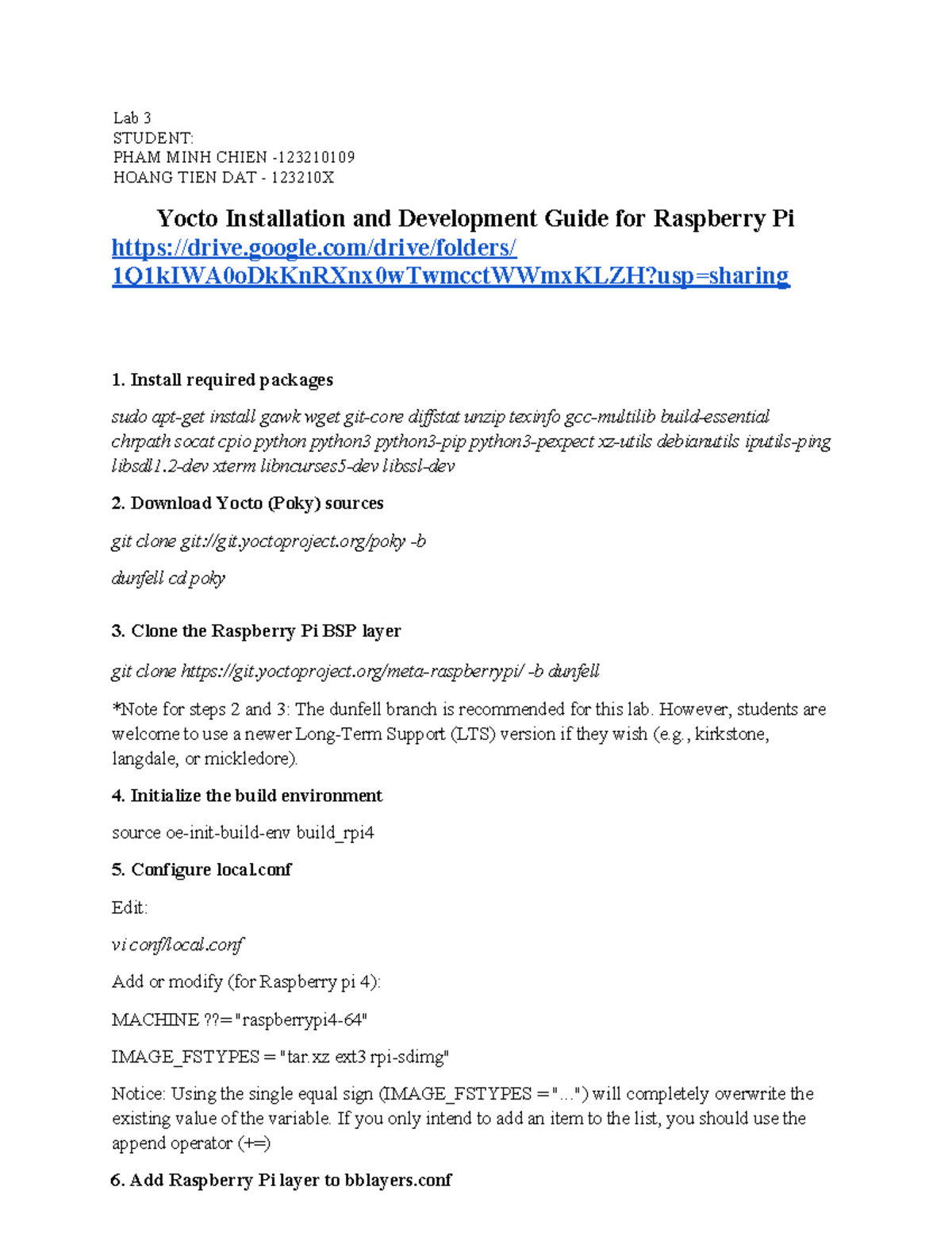 LAB 3: Yocto Installation & Development Guide for Raspberry Pi 123210X ...