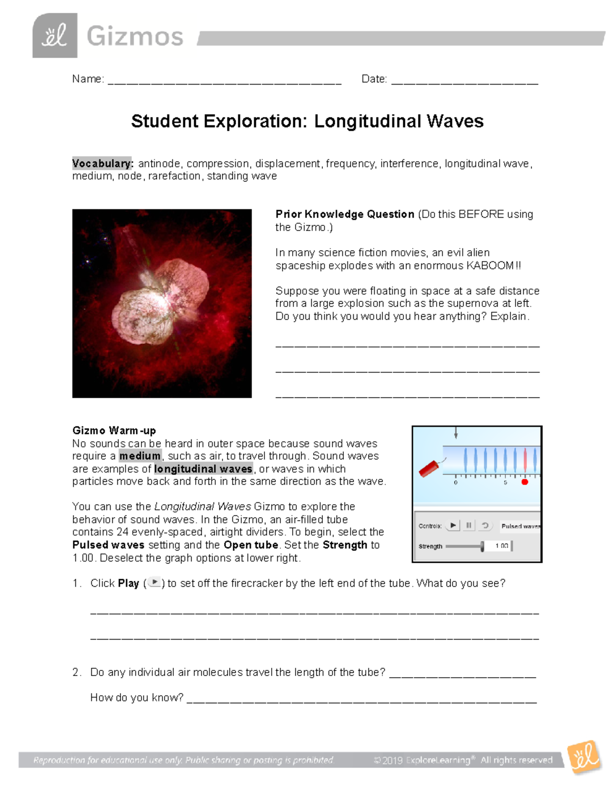 Longitudinal Waves SE - Assignment and Exploration Guide - Studocu