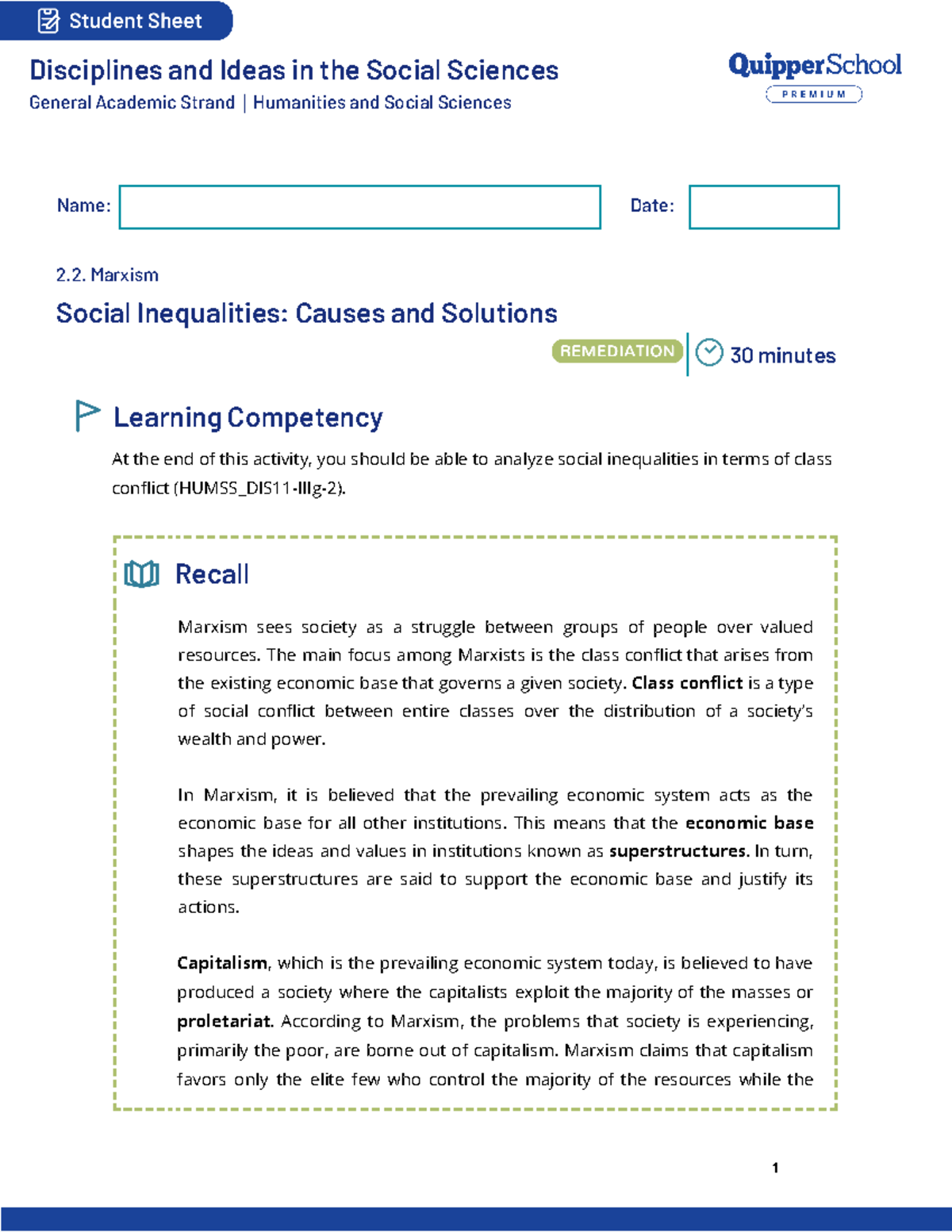 Activity-in-DISS - Module in DISS - Student Sheet Disciplines and Ideas ...