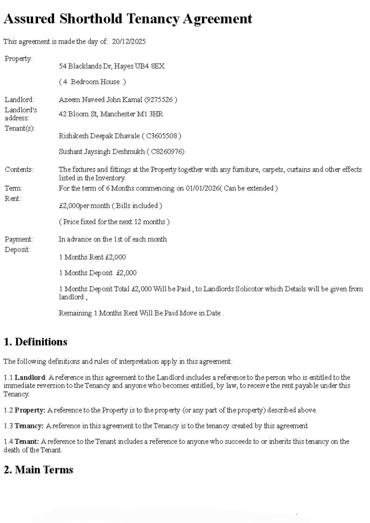 Image 3 for Assured Shorthold Tenancy Agreement Template
