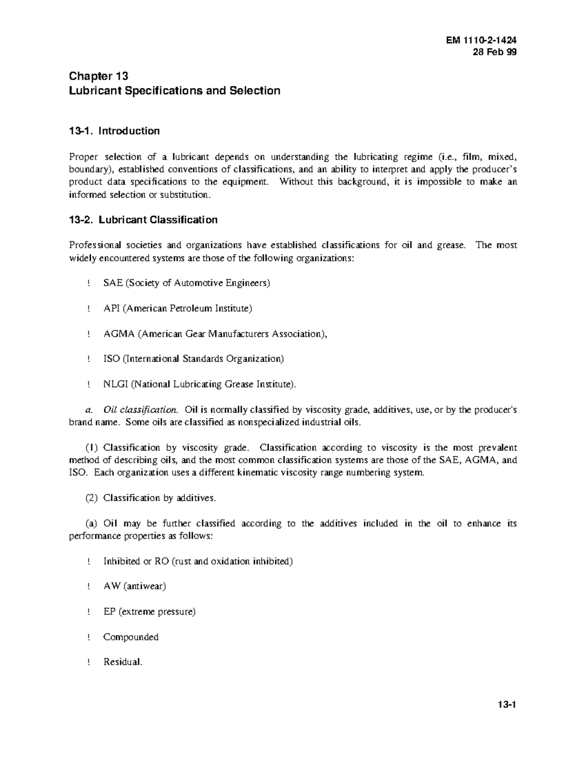 ICH 436 Chapter 13: Lubricant Specifications and Selection Guide - Studocu
